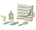 Maileg Toothbrush set in bag, Mouse - Blue stripe