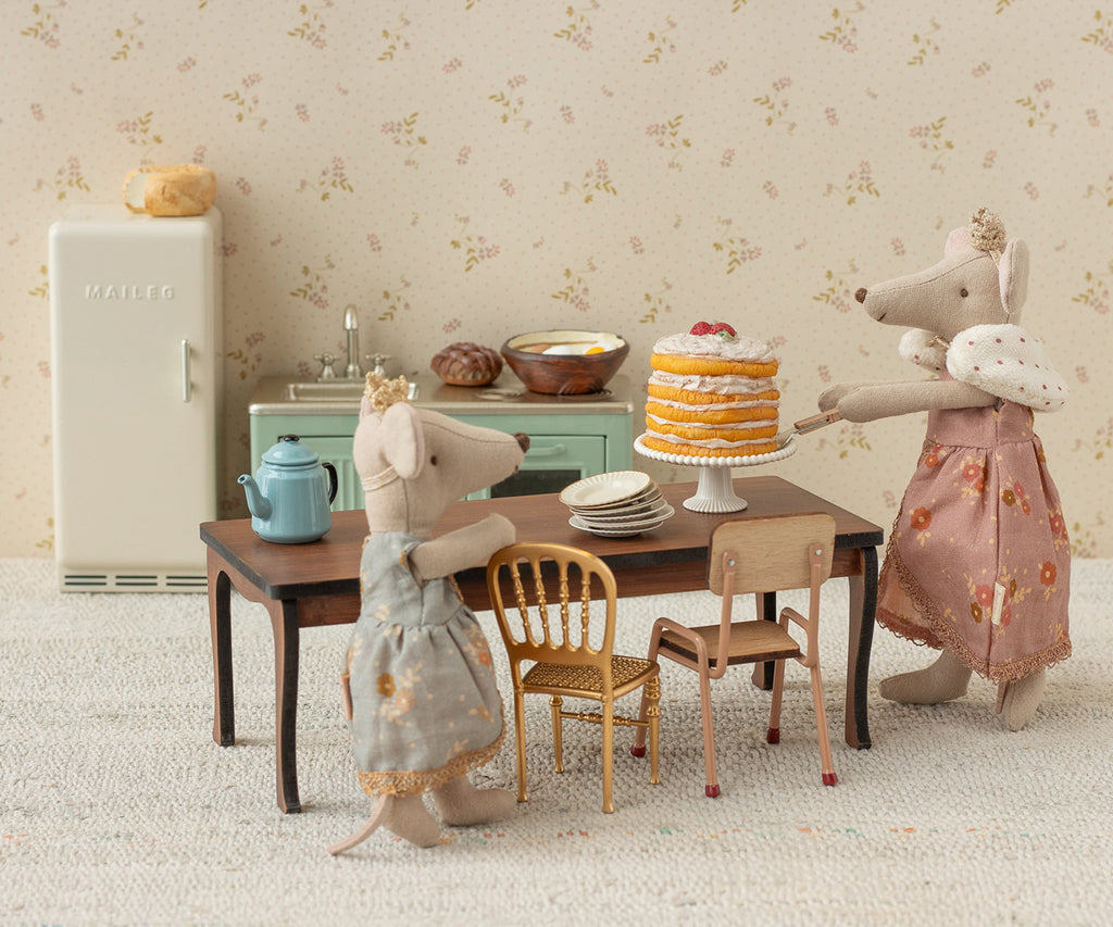 Maileg Party cake and cake stand, Mouse - Off white
