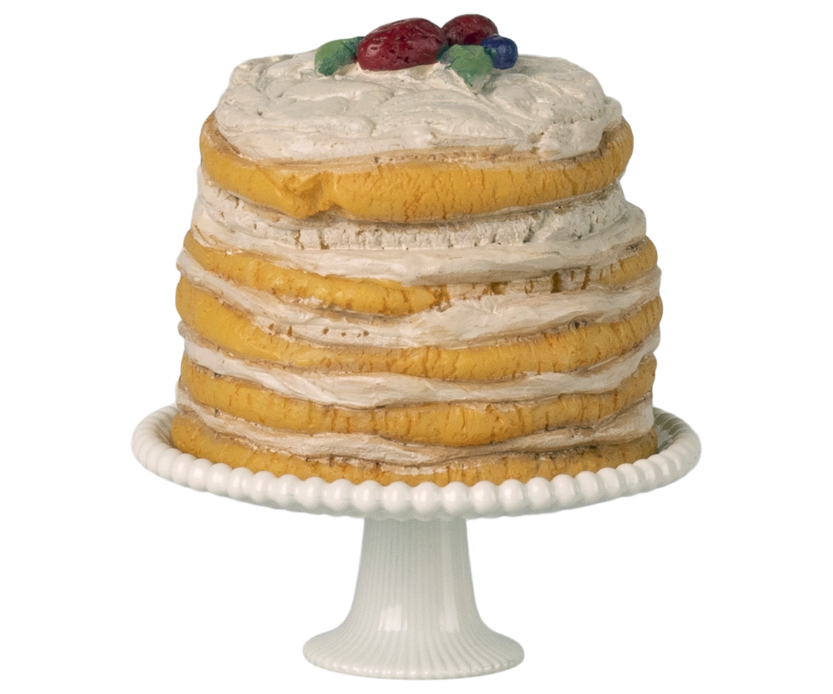 Maileg Party cake and cake stand, Mouse - Off white