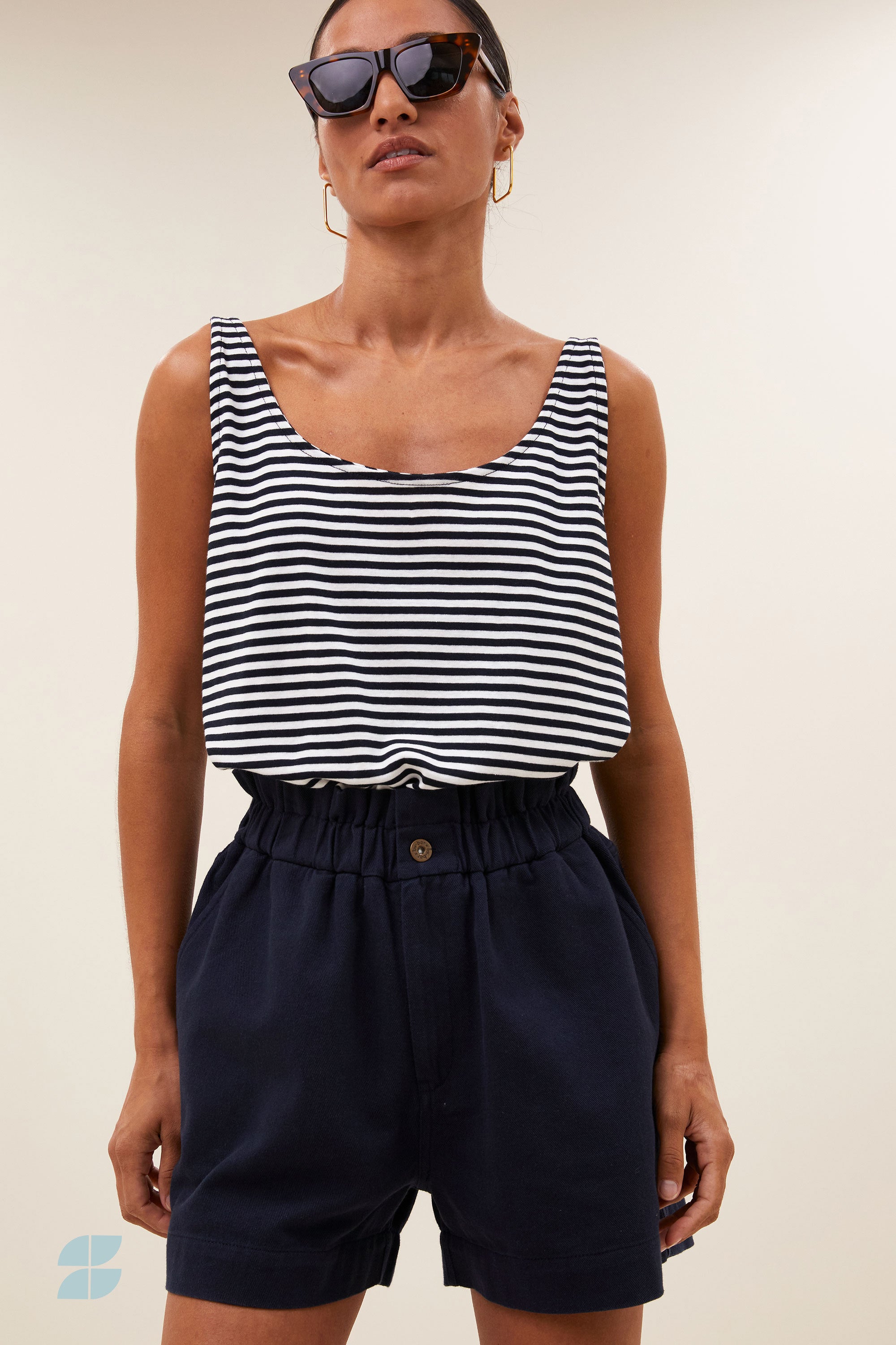 By Bar kid stripe singlet | midnight stripe