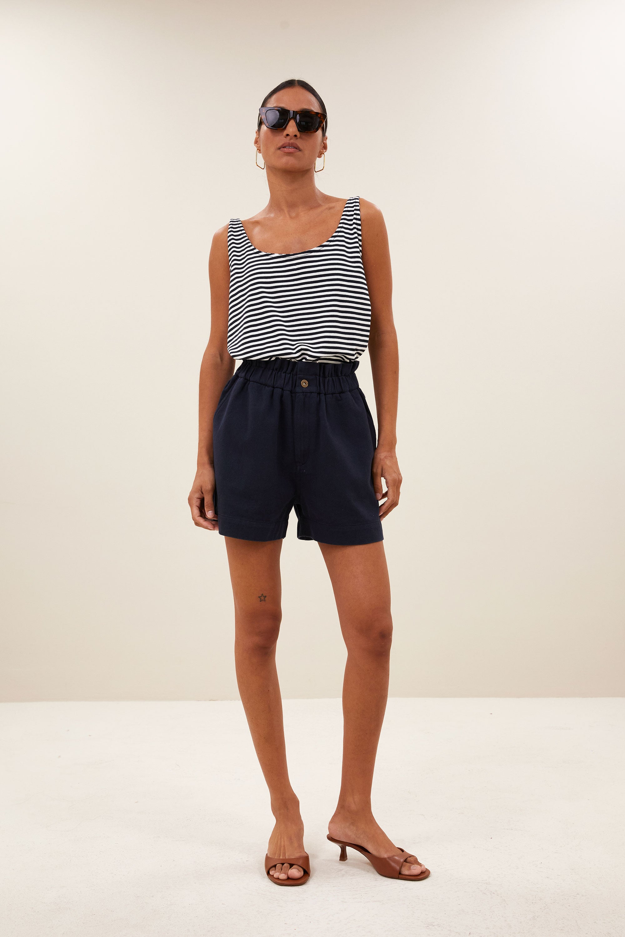By Bar kid stripe singlet | midnight stripe