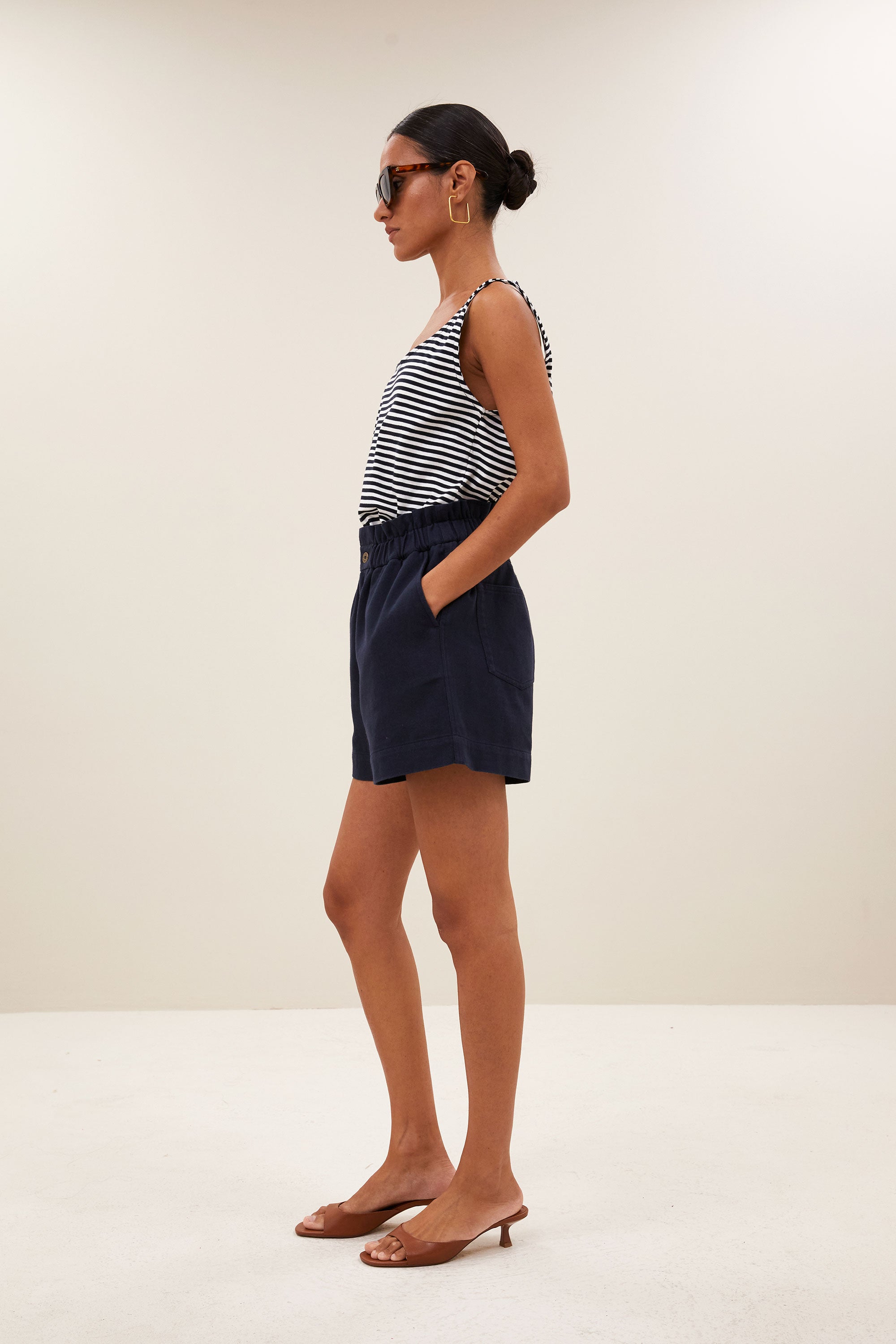 By Bar kid stripe singlet | midnight stripe