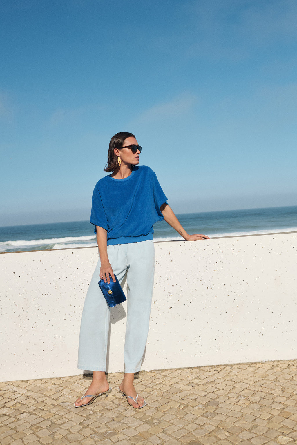 By Bar nuki slub top | azul blue