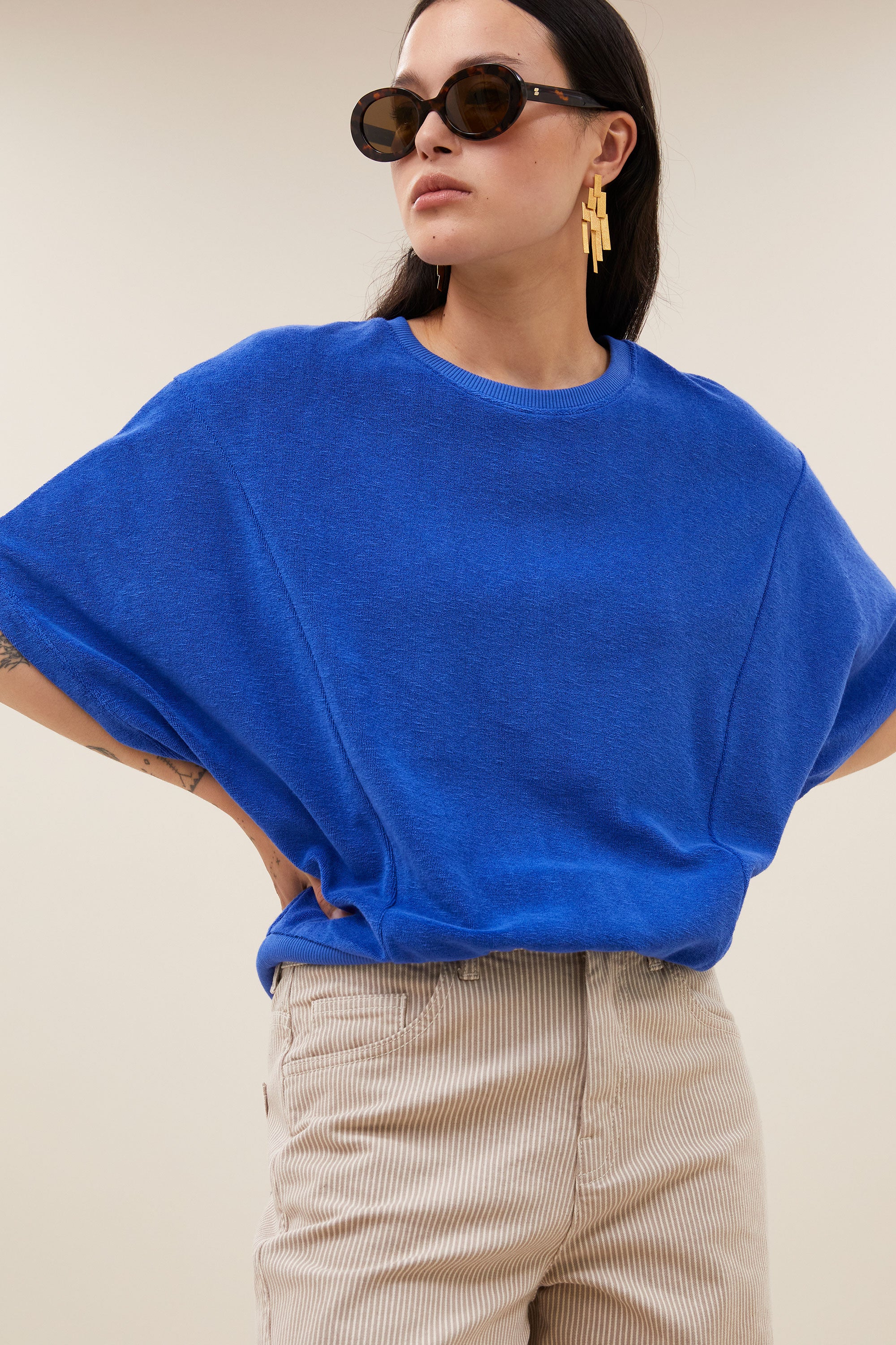 By Bar nuki slub top | azul blue