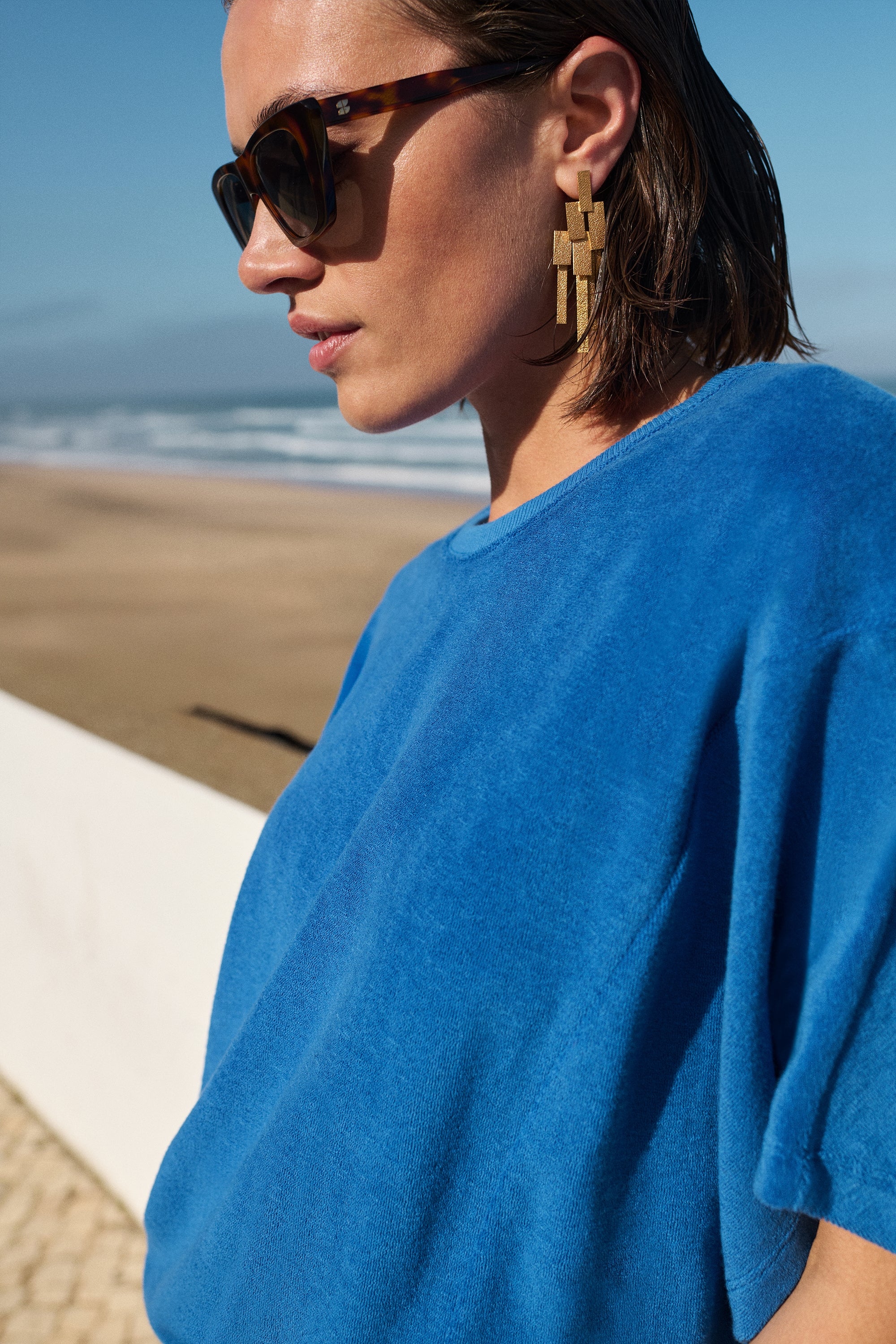 By Bar nuki slub top | azul blue