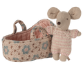 Maileg Baby mouse in carry cot - Rose