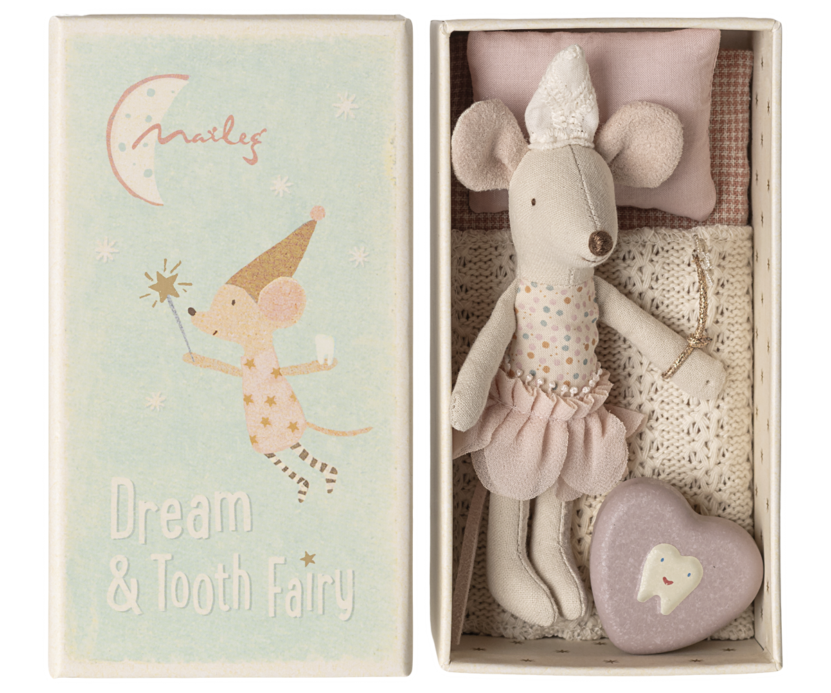 Maileg Tooth fairy mouse, Little sister in matchbox