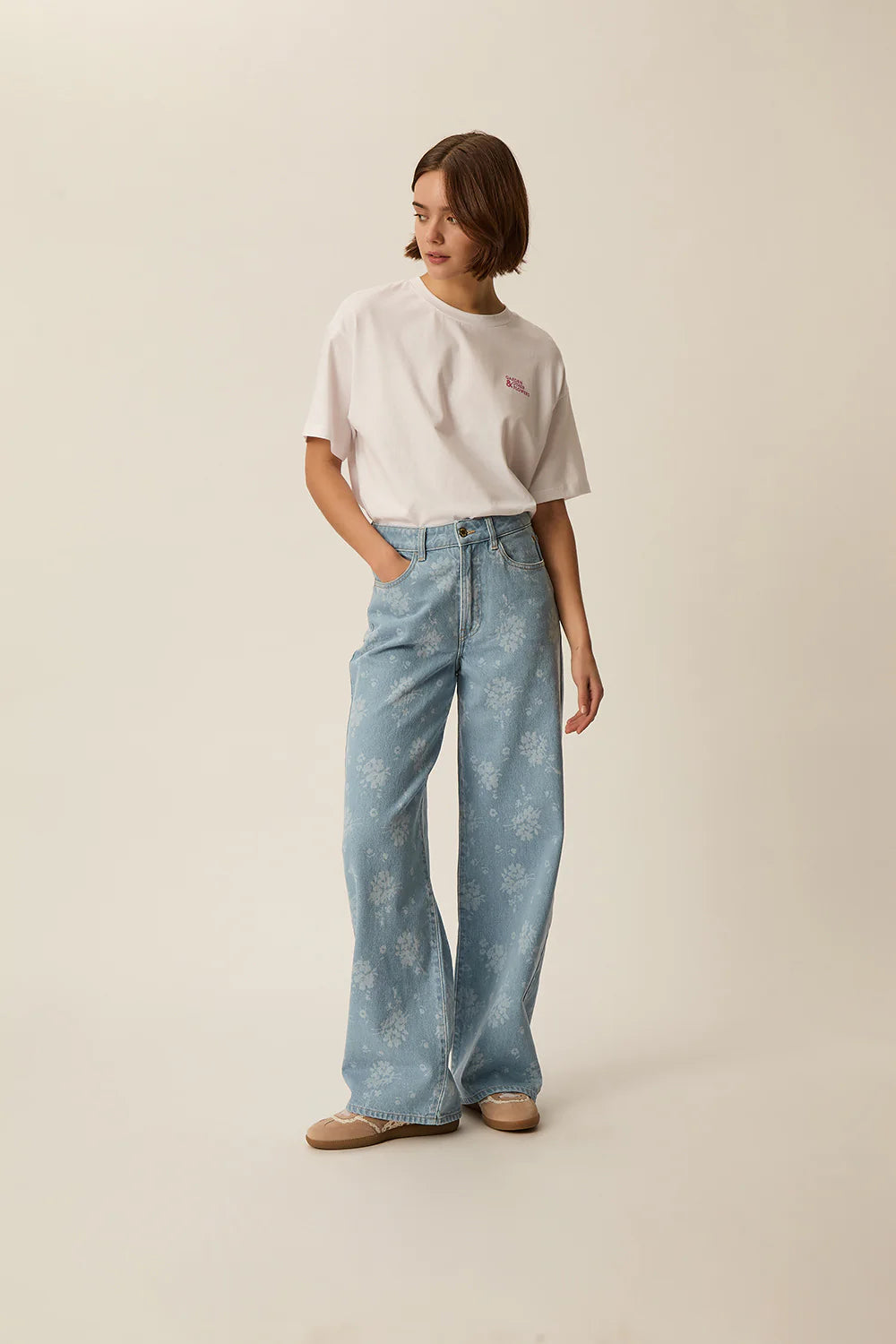 Des Petits Hauts Jeans Louela Floral Bleach Floral