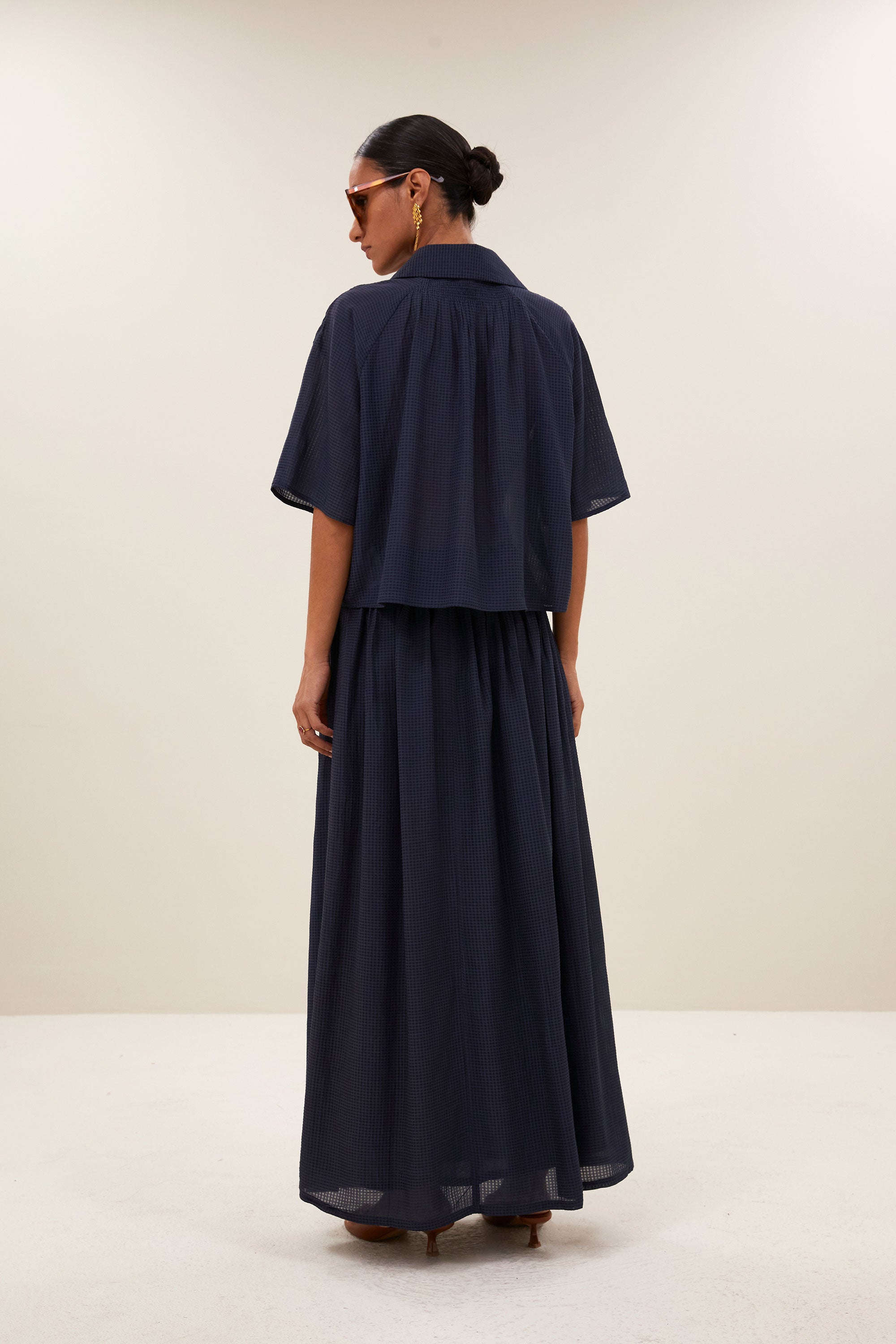 By Bar kick blouse navy blue