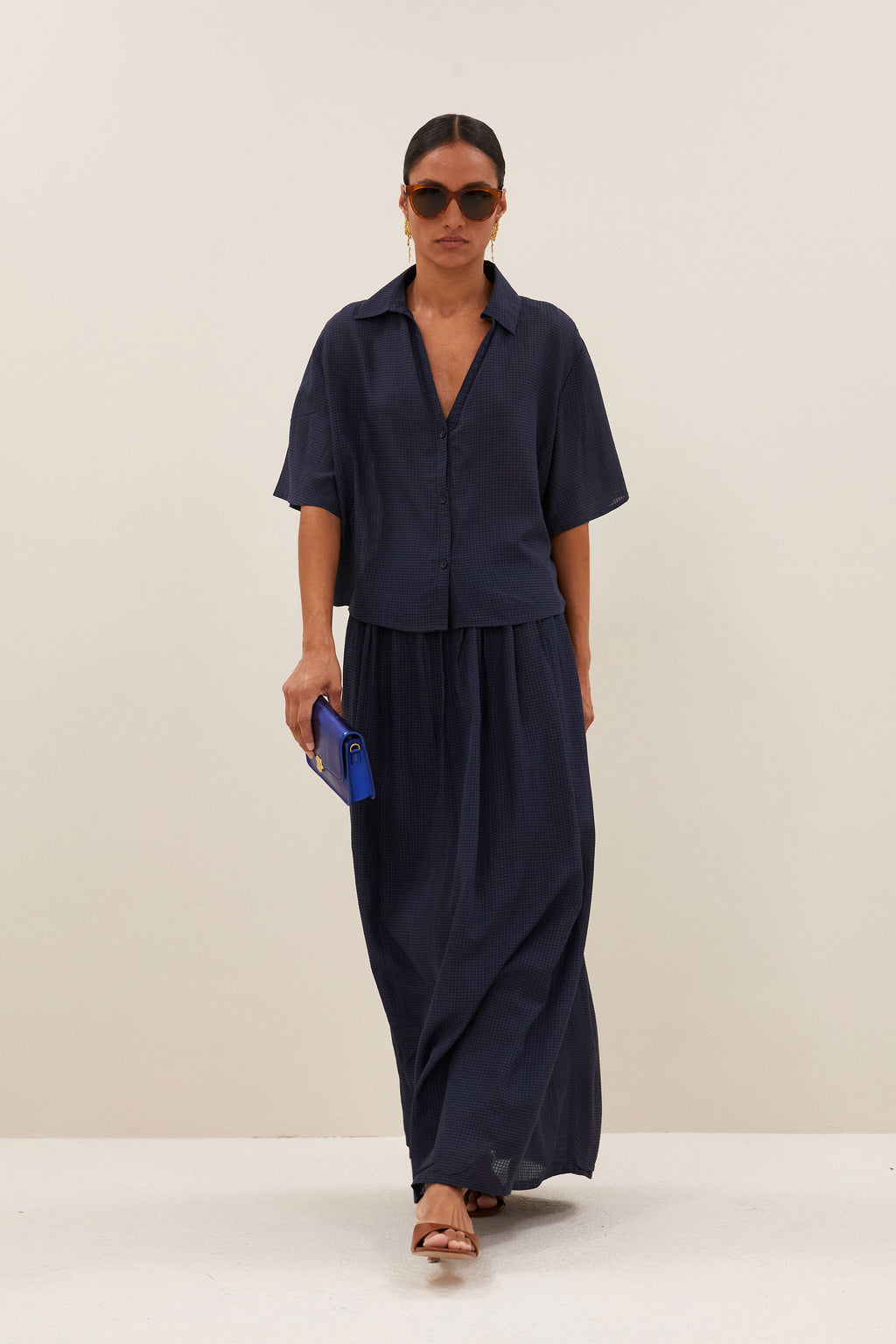 By Bar kick blouse navy blue