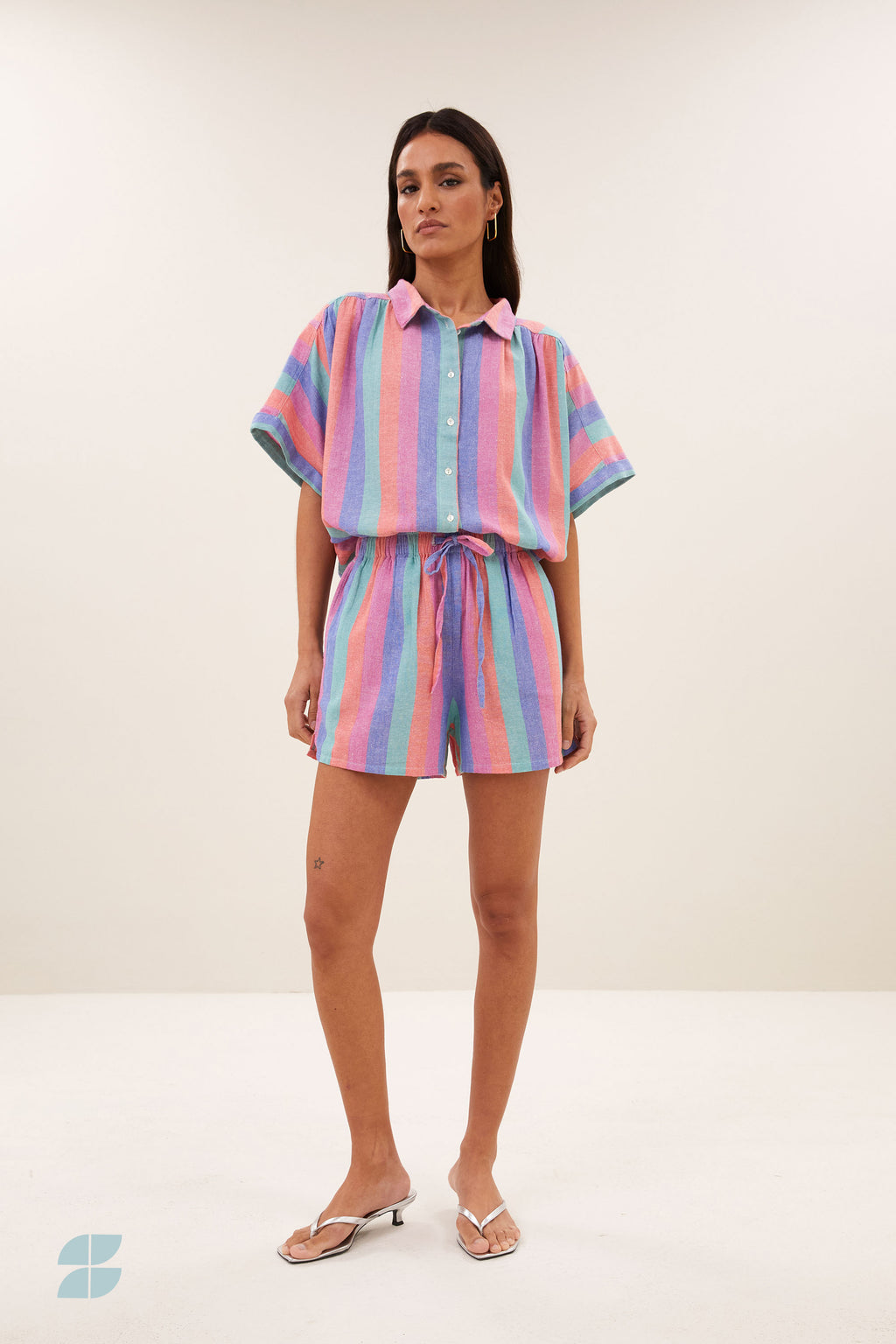 By Bar sunny rainbow pleats blouse