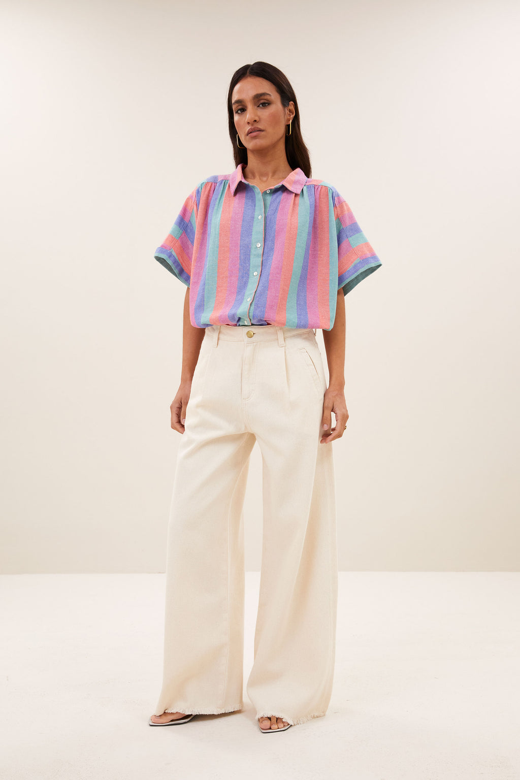 By Bar sunny rainbow pleats blouse