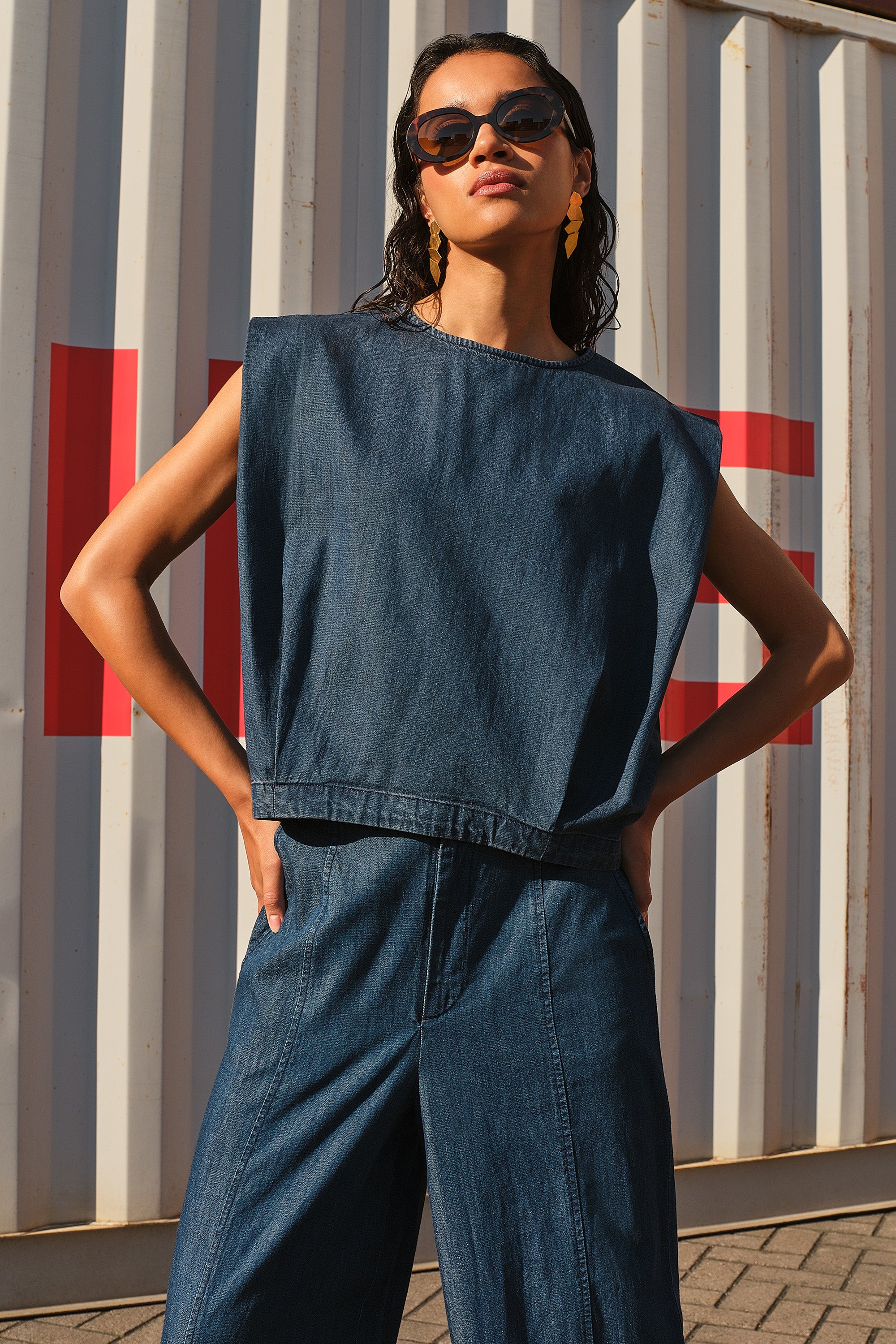 By Bar ginza denim top | dark denim