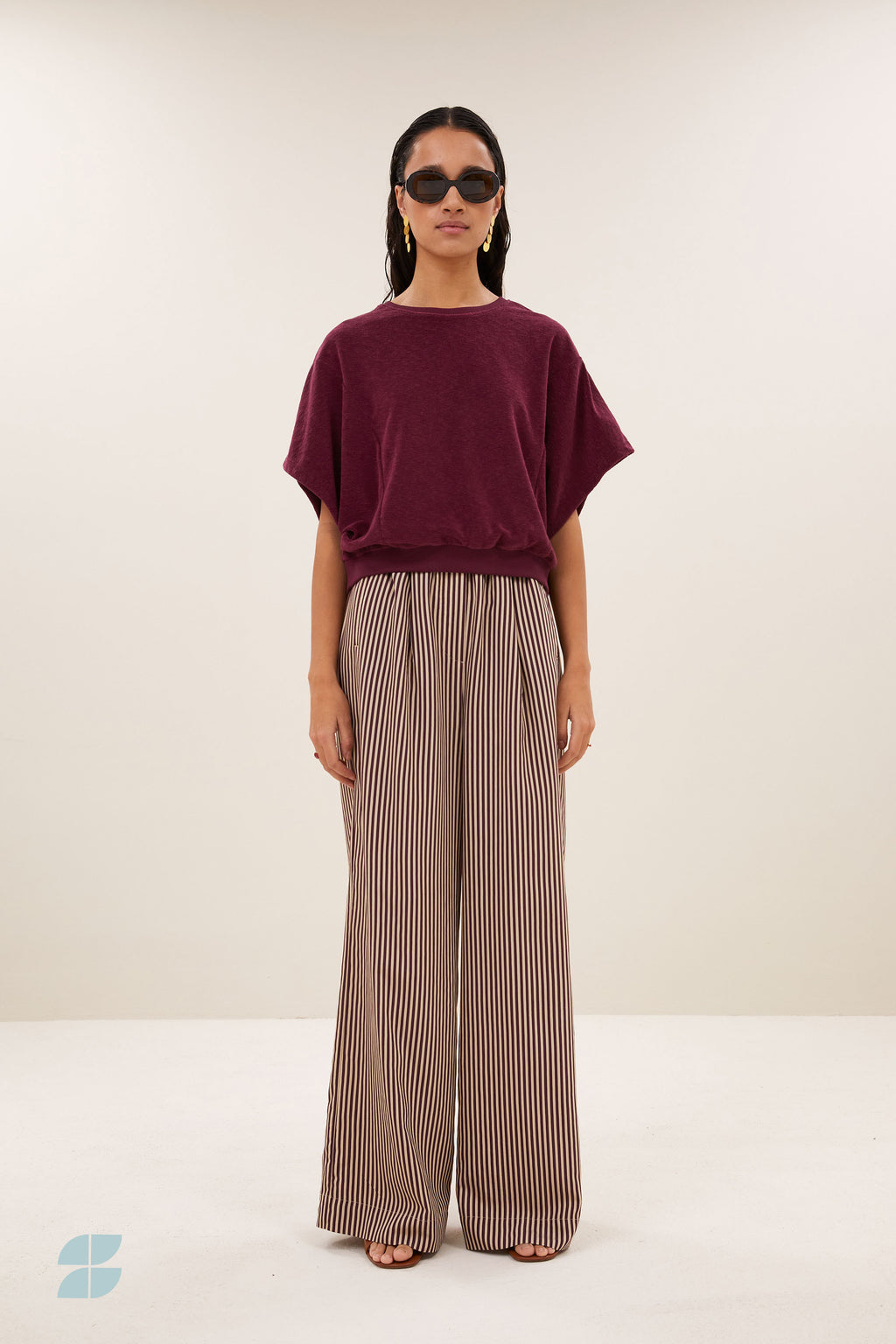By Bar nuki slub top burgundy crush