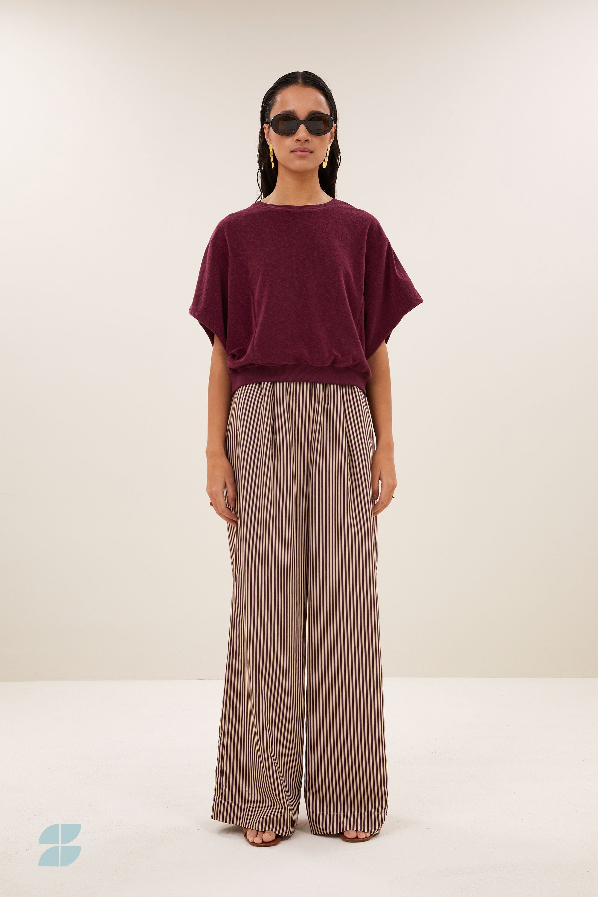 By Bar nuki slub top burgundy crush
