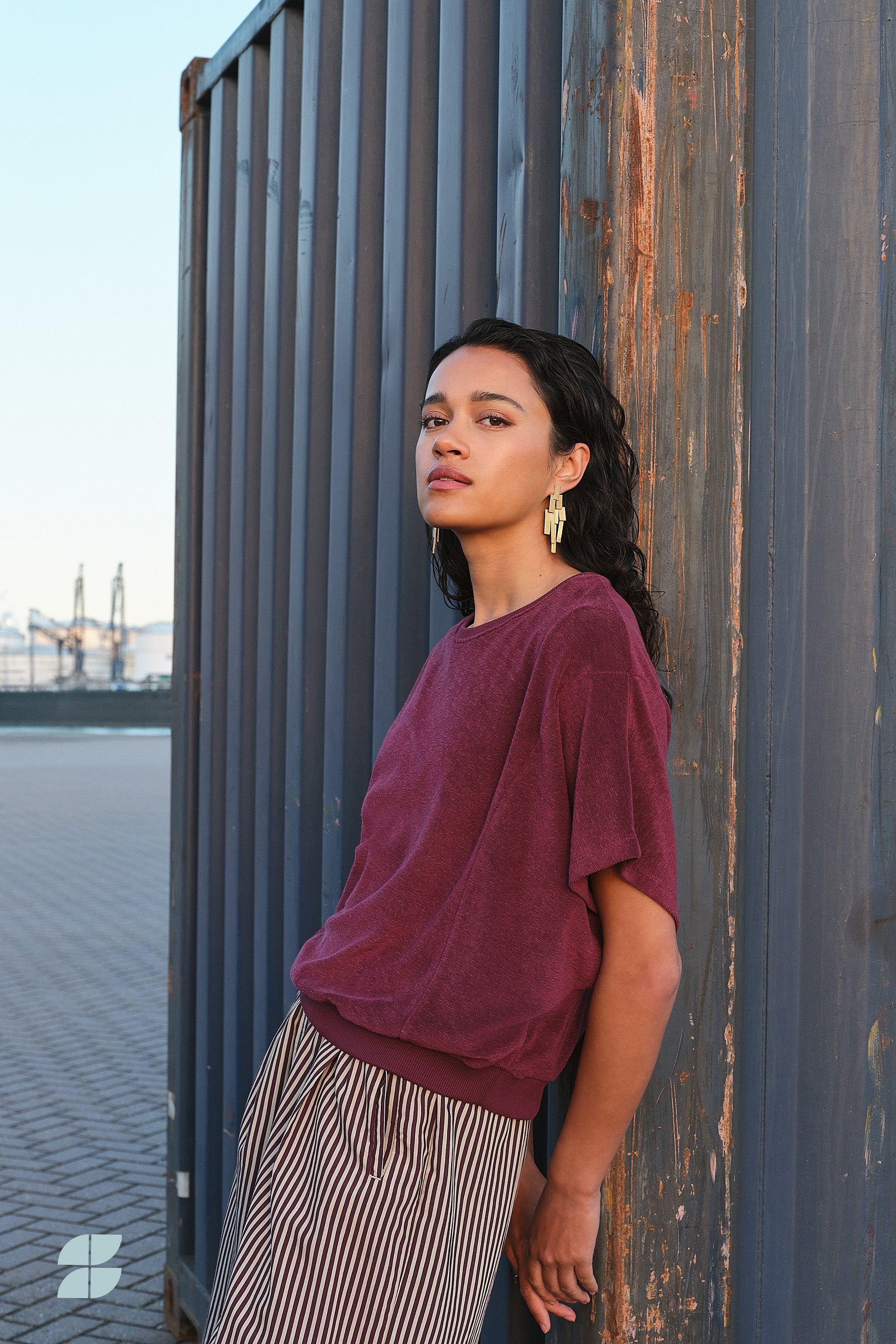 By Bar nuki slub top burgundy crush