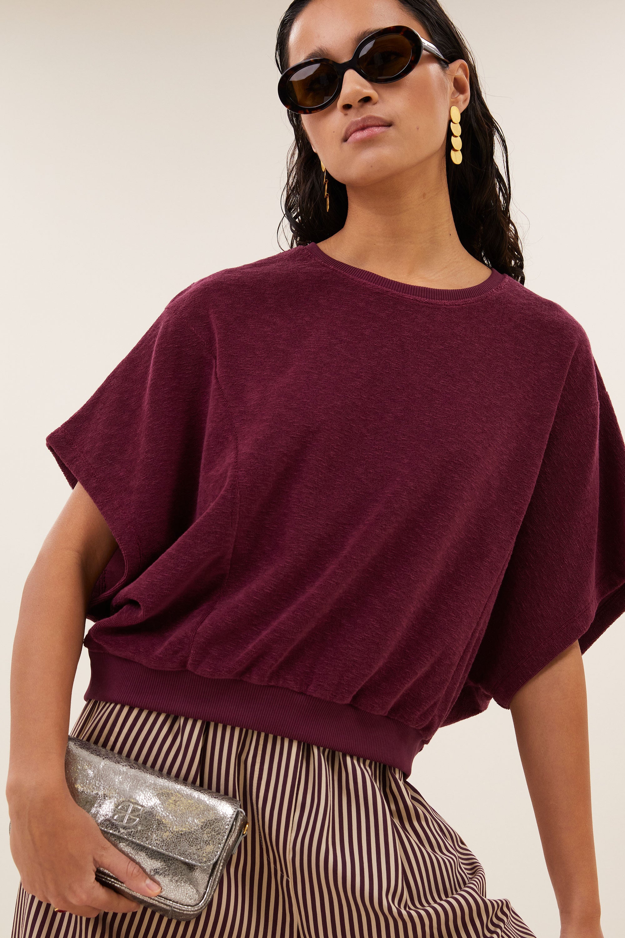 By Bar nuki slub top burgundy crush