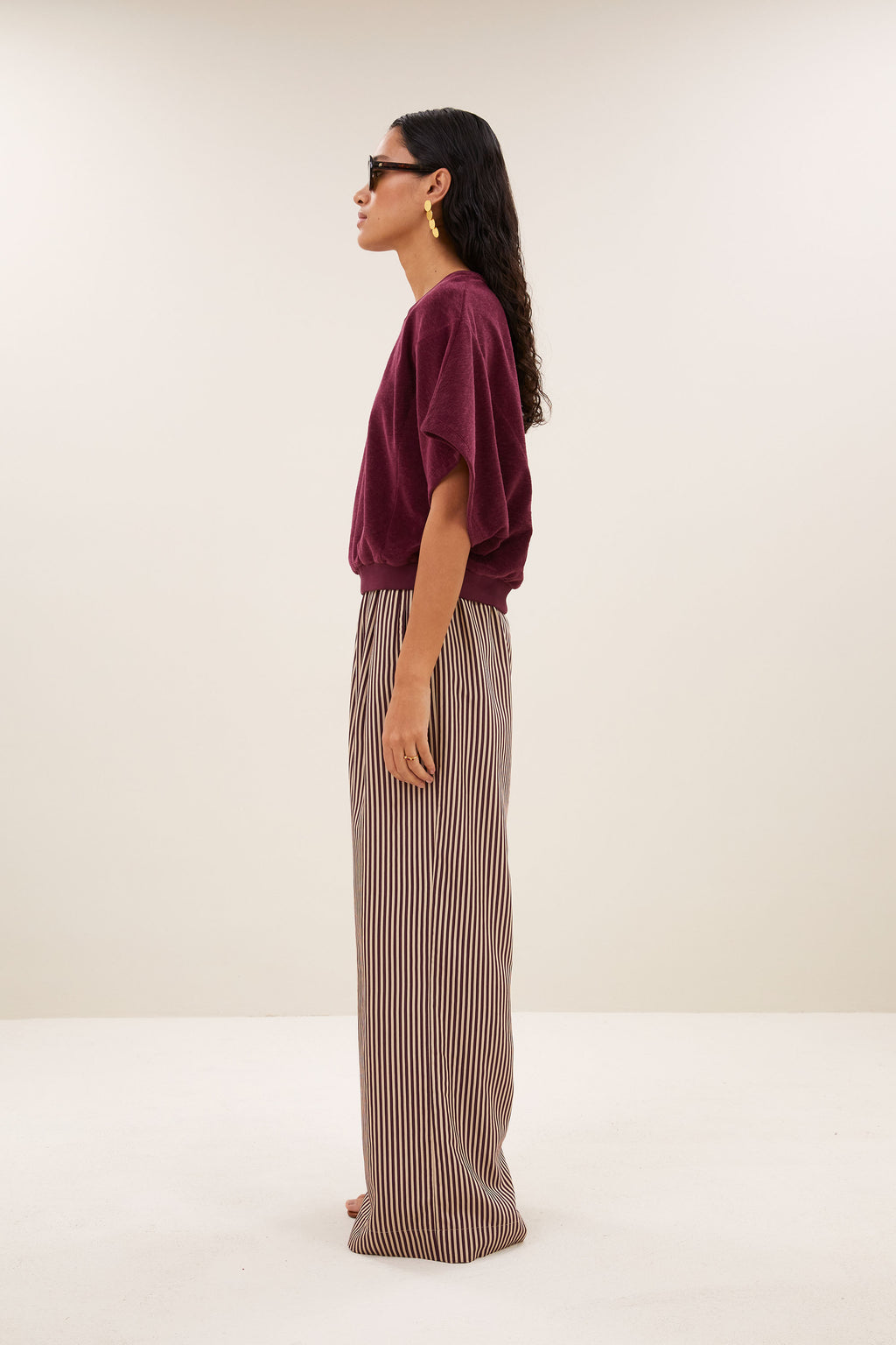By Bar nuki slub top burgundy crush