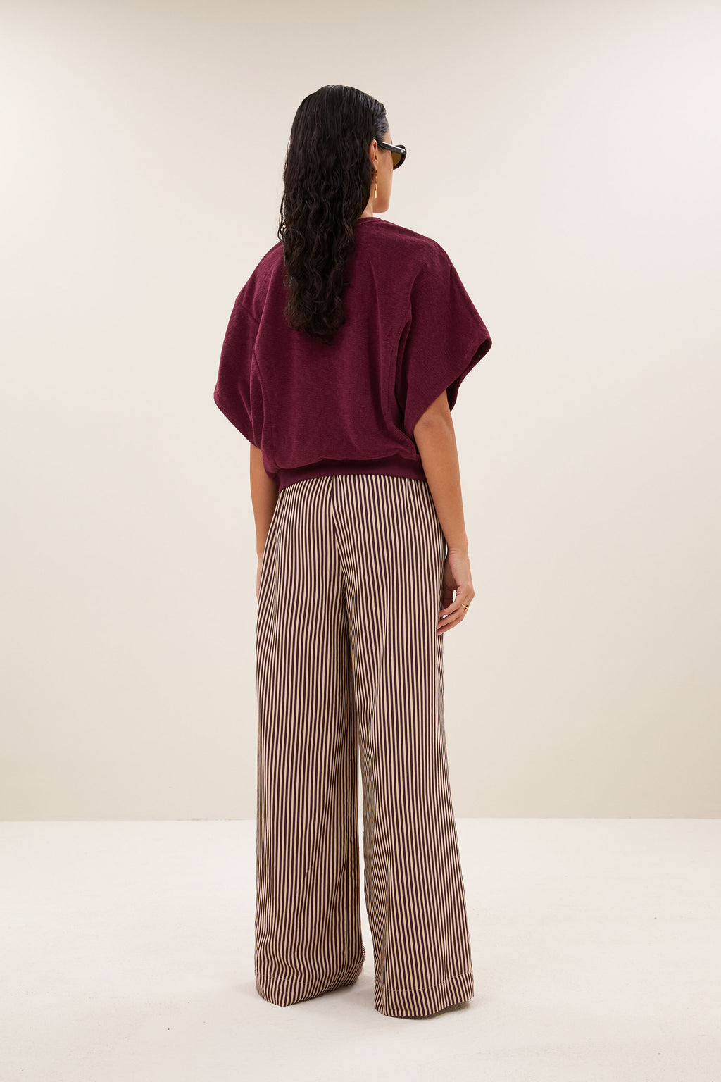 By Bar nuki slub top burgundy crush