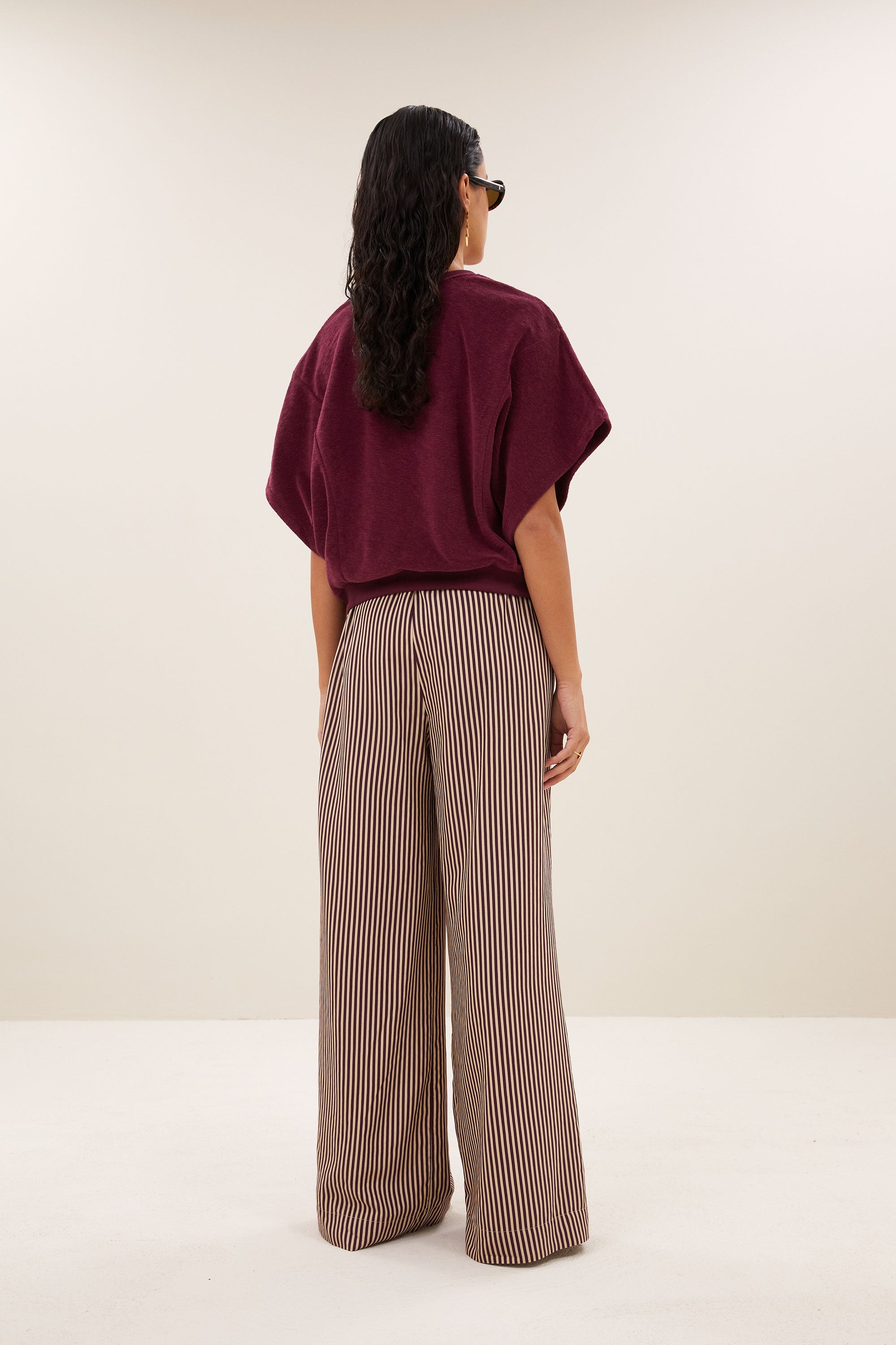 By Bar nuki slub top burgundy crush