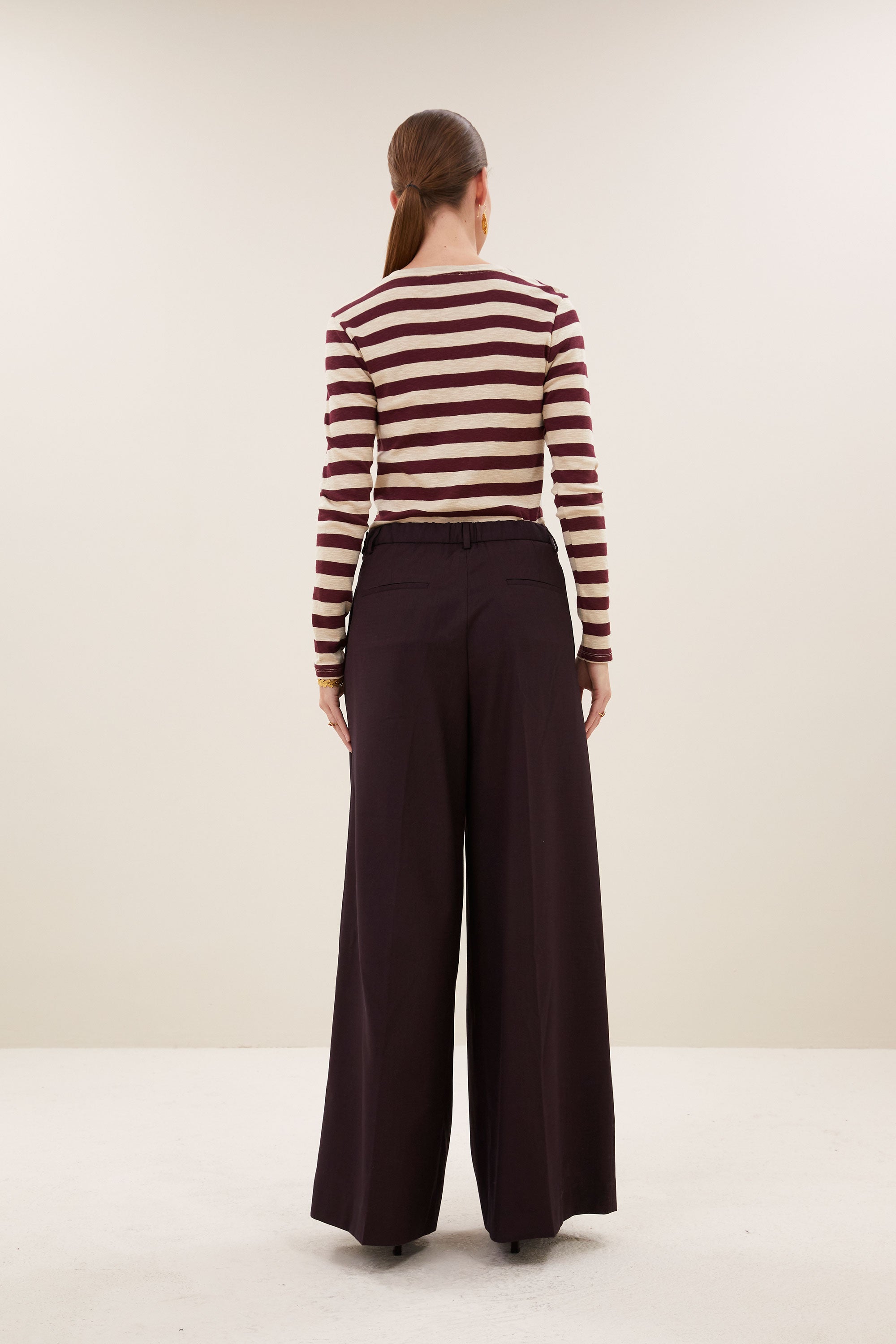 By Bar basic ls big stripe top 1339 burgundy crush