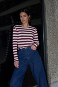 By Bar basic ls big stripe top 1339 burgundy crush