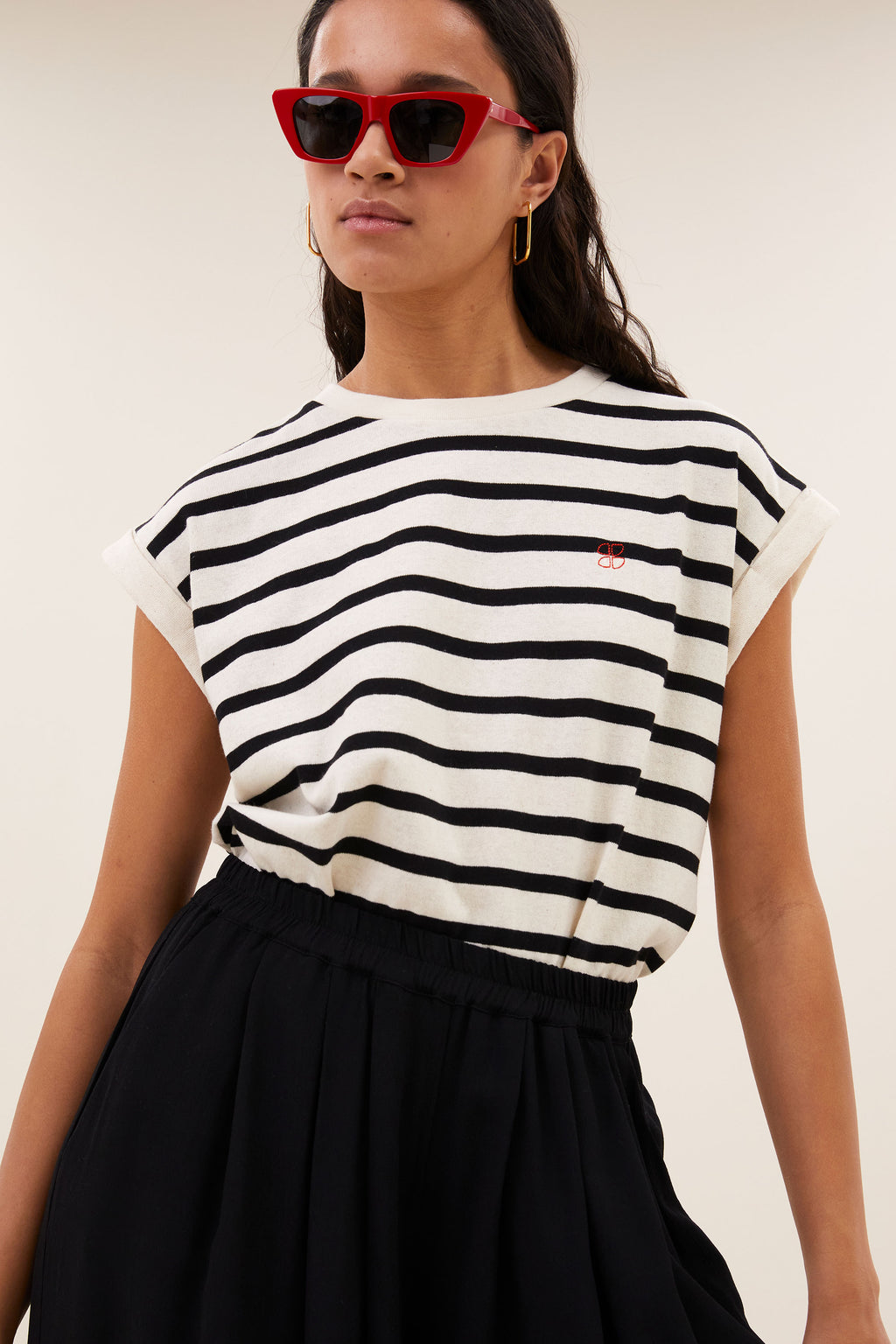 By Bar tobi stripe logo top | grain black stripe