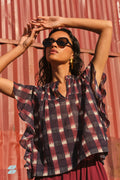 By Bar danee ikat blouse | wine ikat print