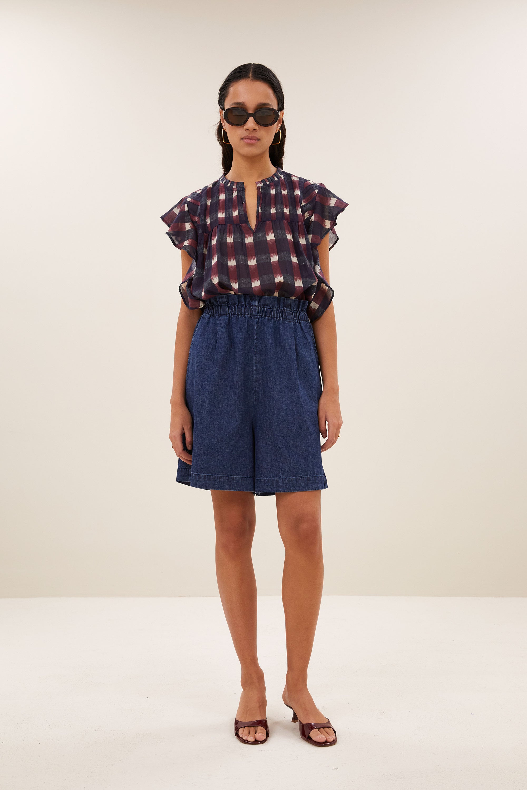 By Bar danee ikat blouse | wine ikat print