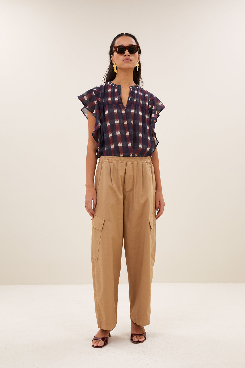 By Bar danee ikat blouse | wine ikat print
