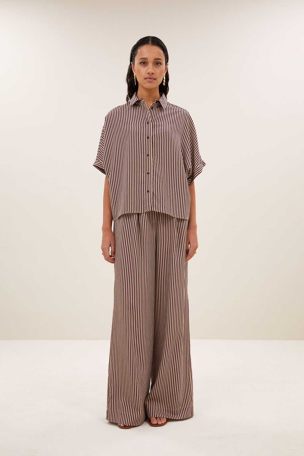 By Bar sunny stripe blouse | burgundy stripe