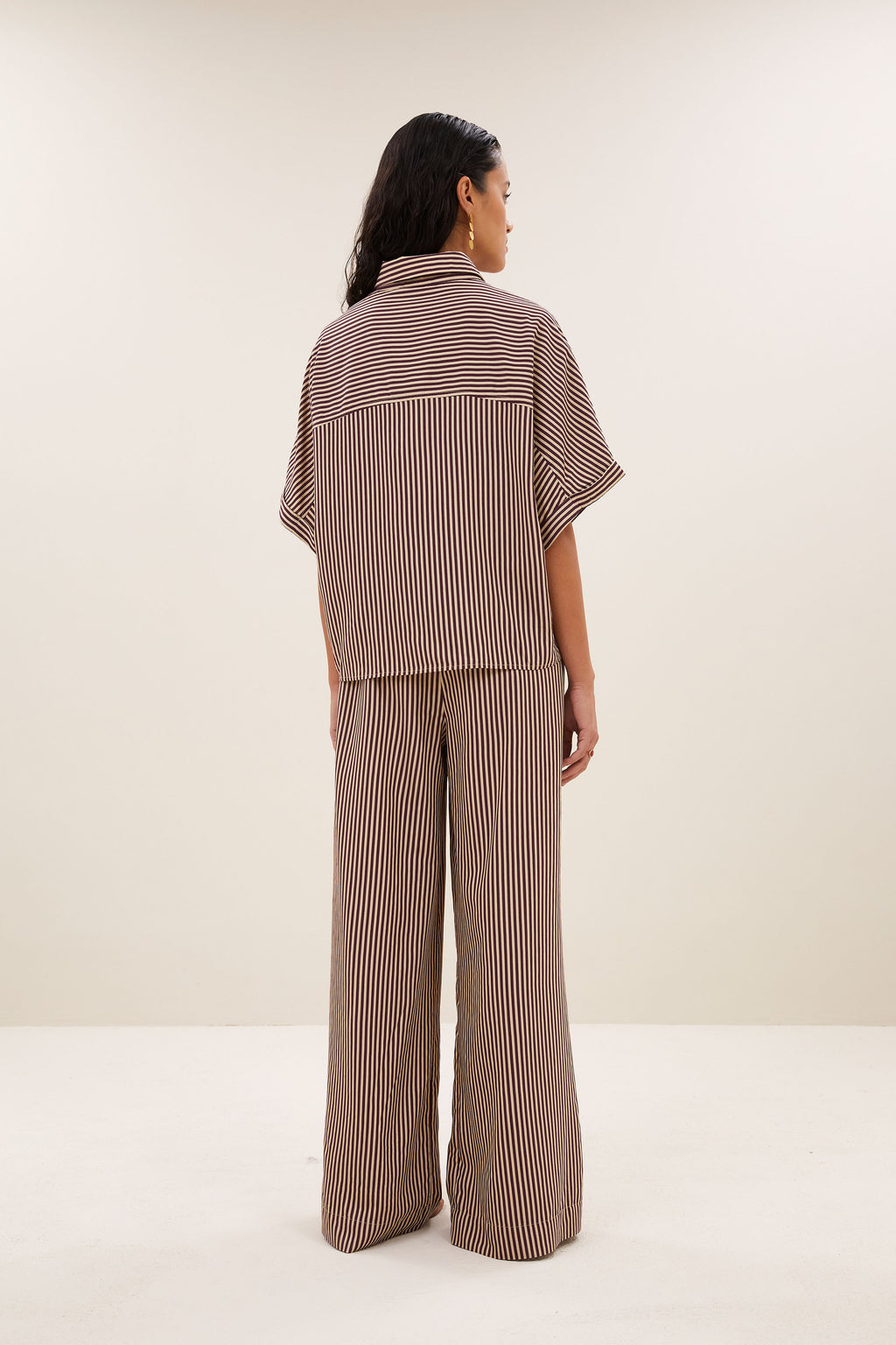 By Bar sunny stripe blouse | burgundy stripe