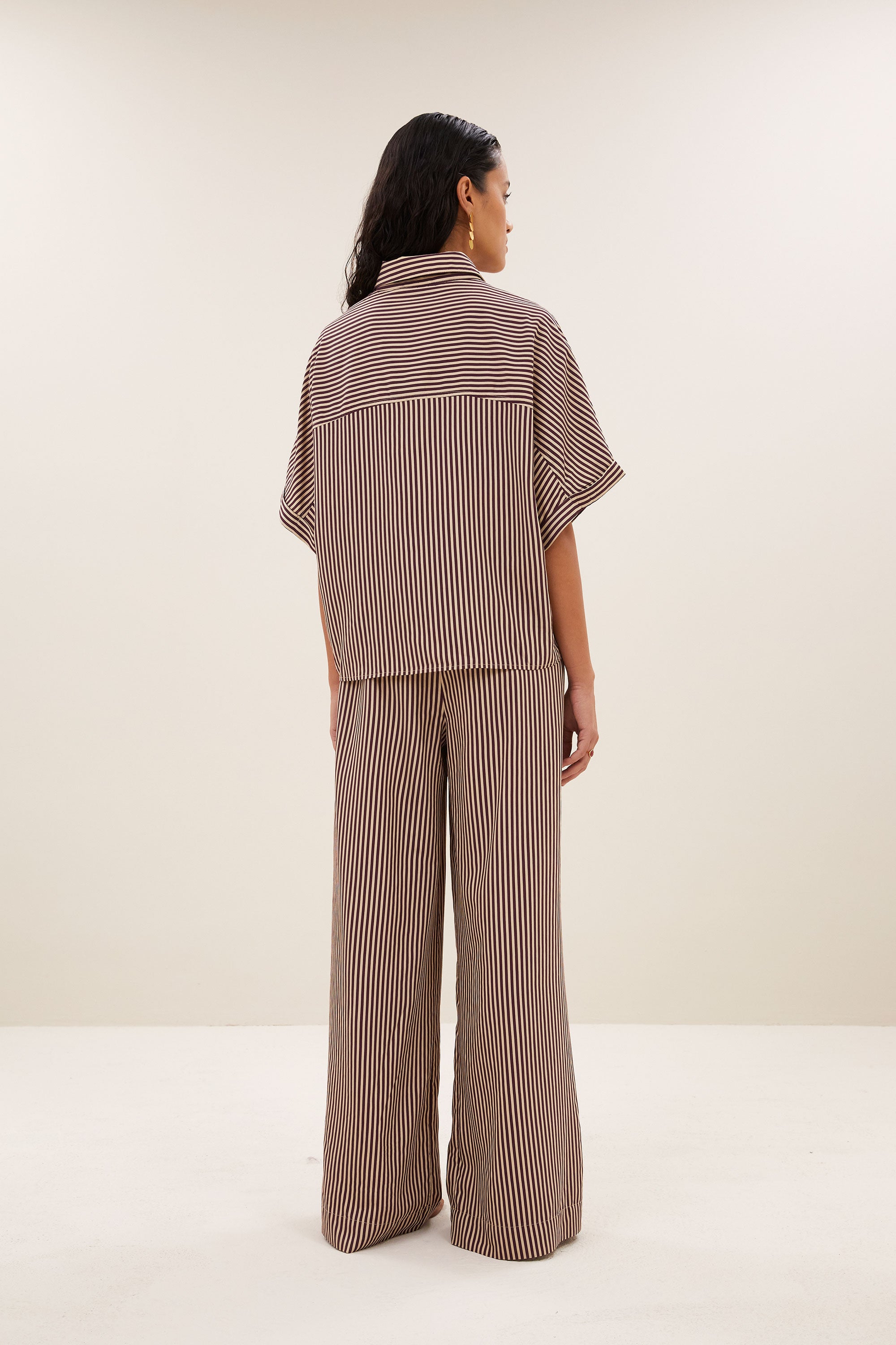 By Bar sunny stripe blouse | burgundy stripe