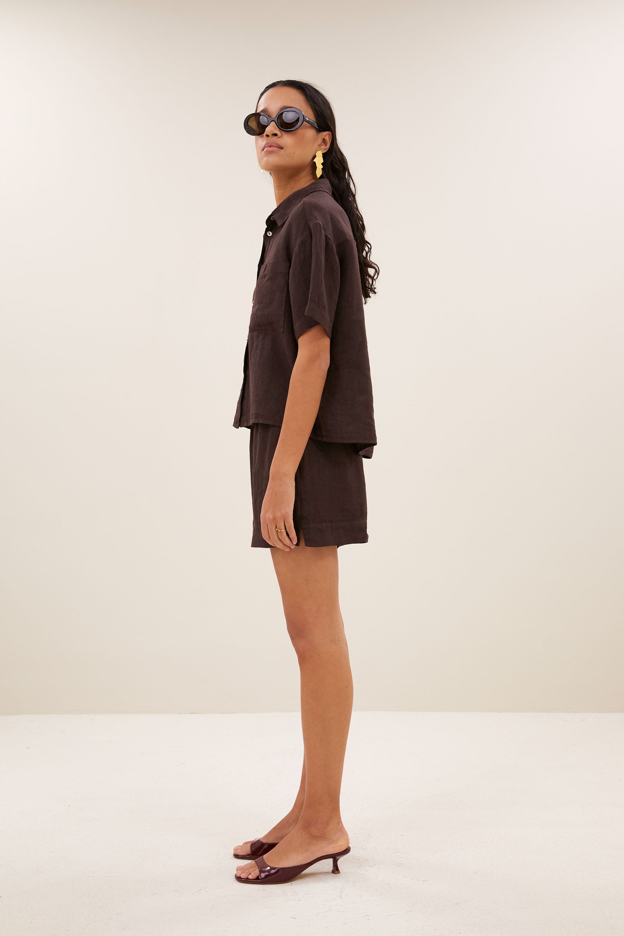 By Bar mara linen blouse | espresso