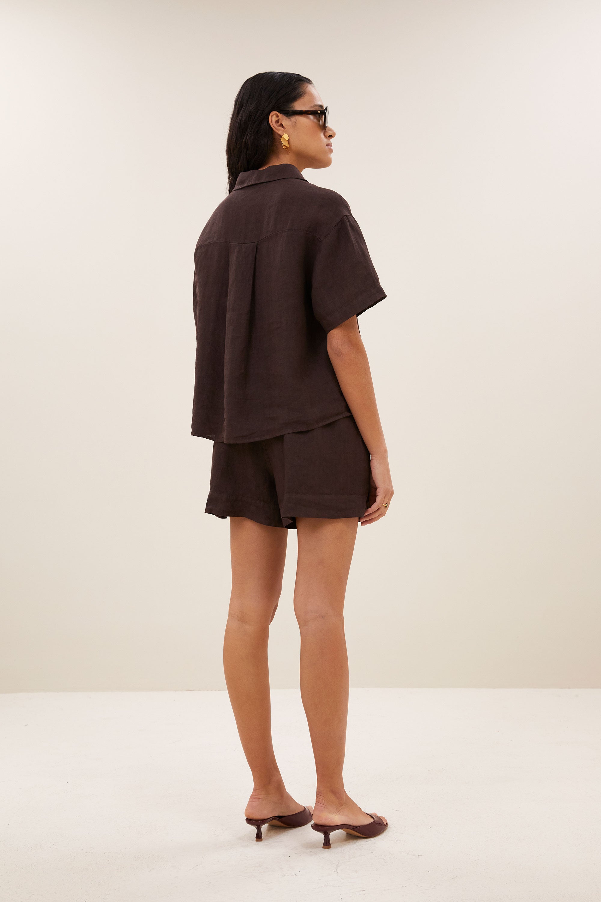 By Bar mara linen blouse | espresso