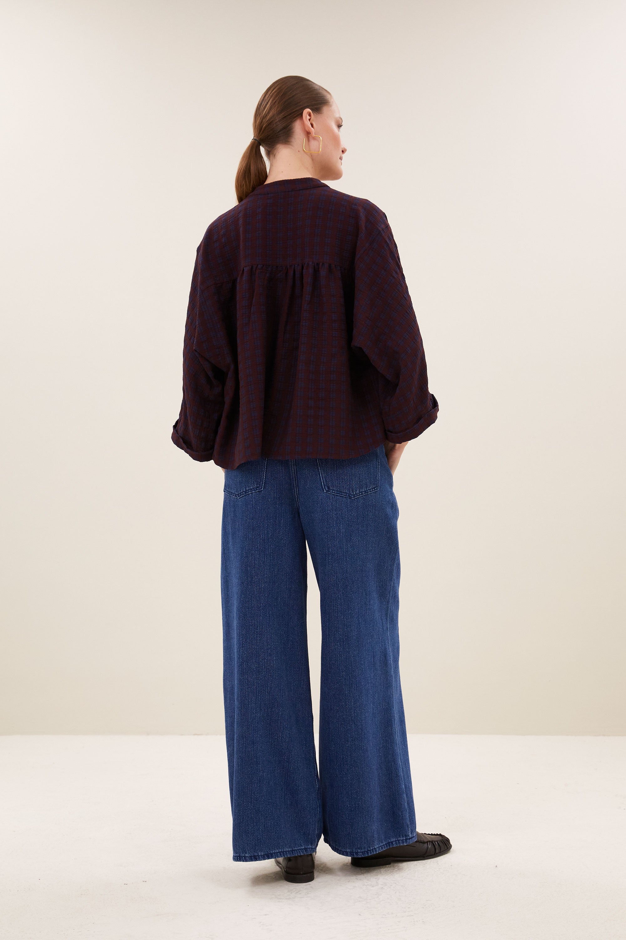 By Bar jess blouse 1341 wine check