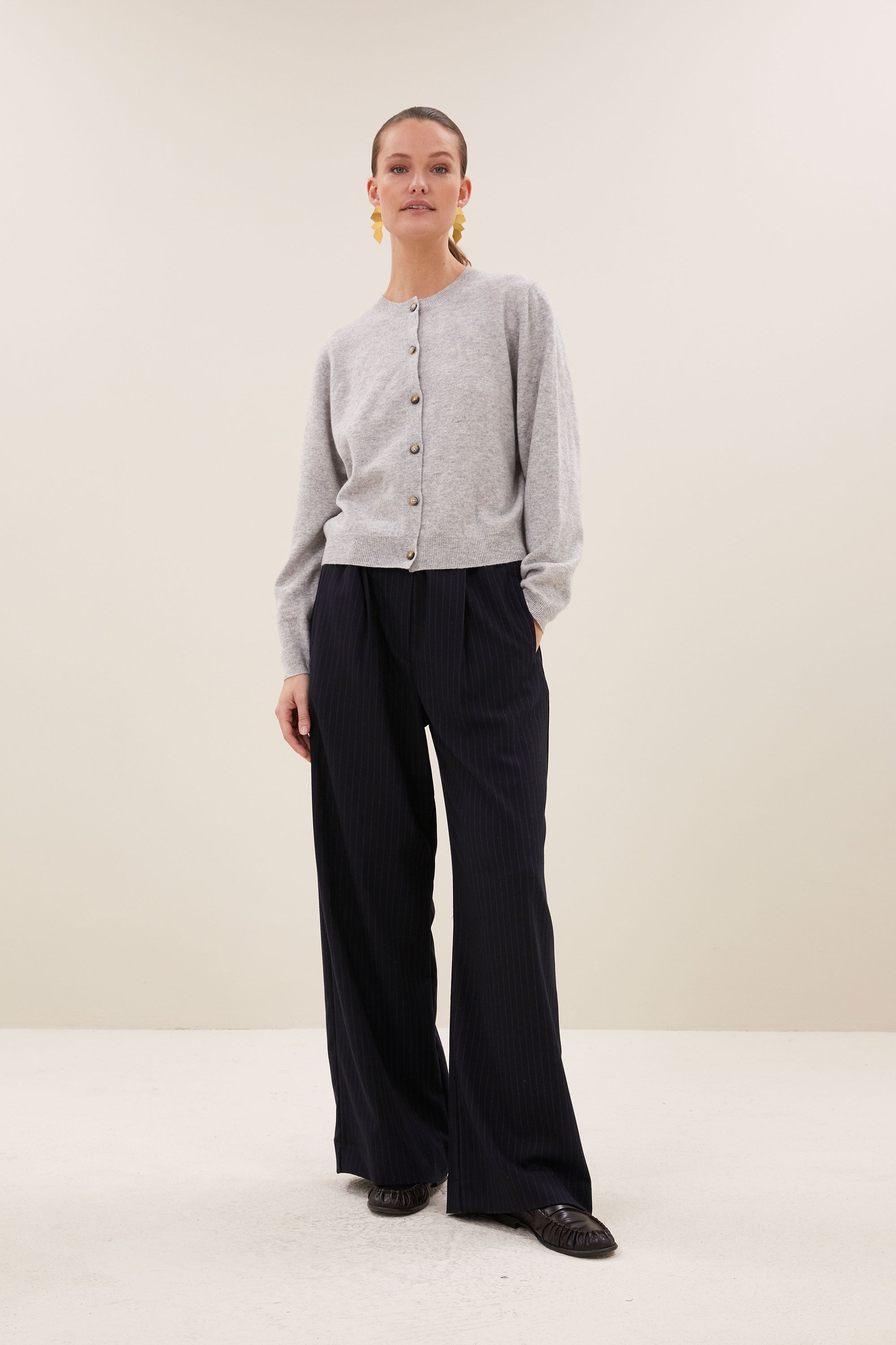 By Bar cleo merino cardigan 825 grey melee