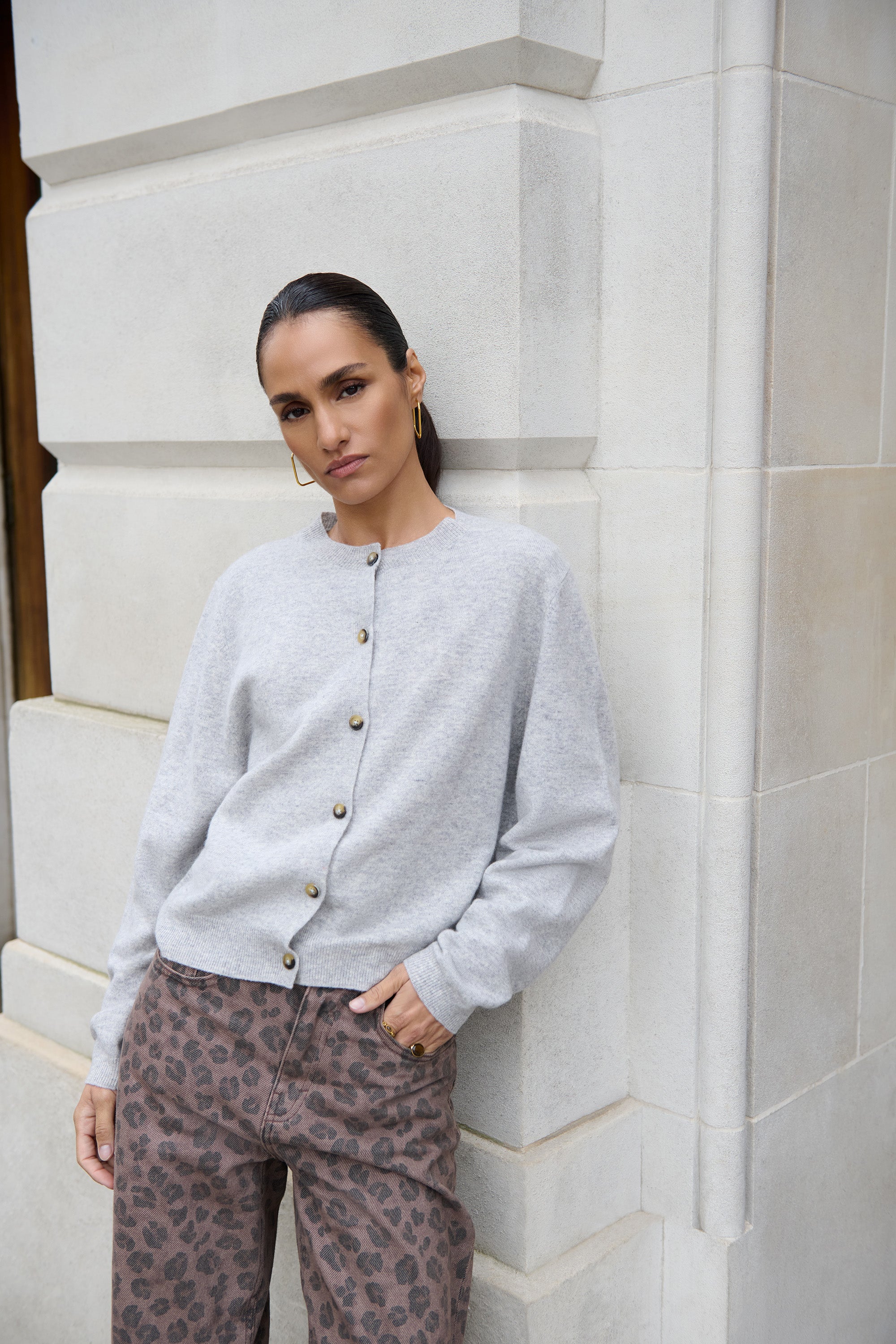 By Bar cleo merino cardigan 825 grey melee