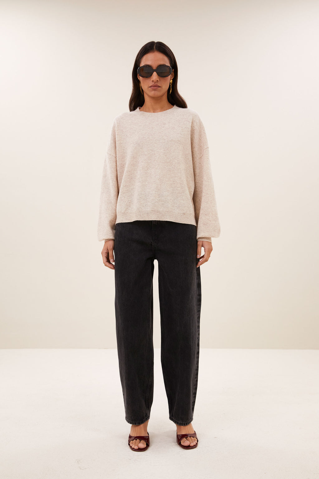 By Bar sammie round neck pullover 826 oyster melee