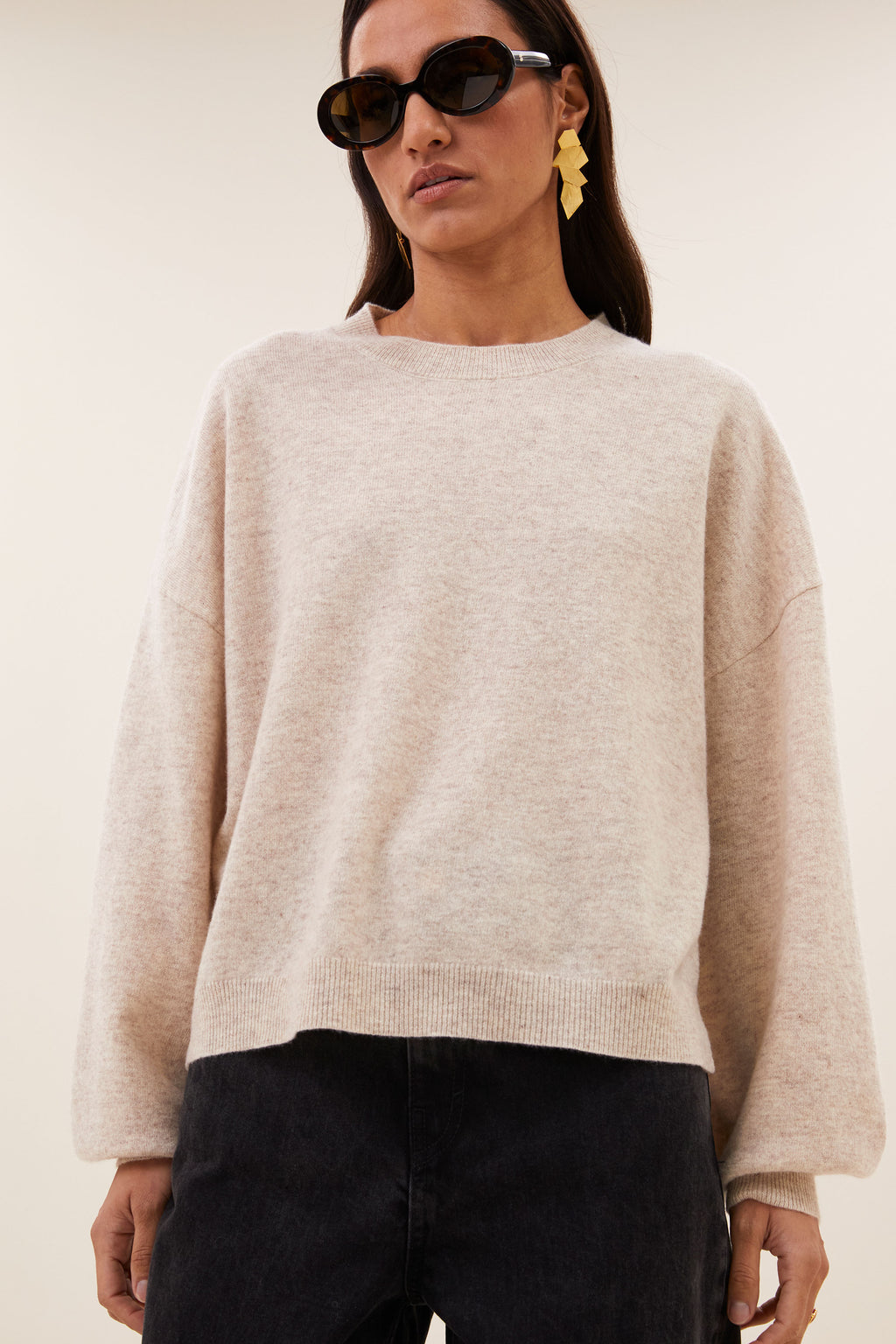 By Bar sammie round neck pullover 826 oyster melee