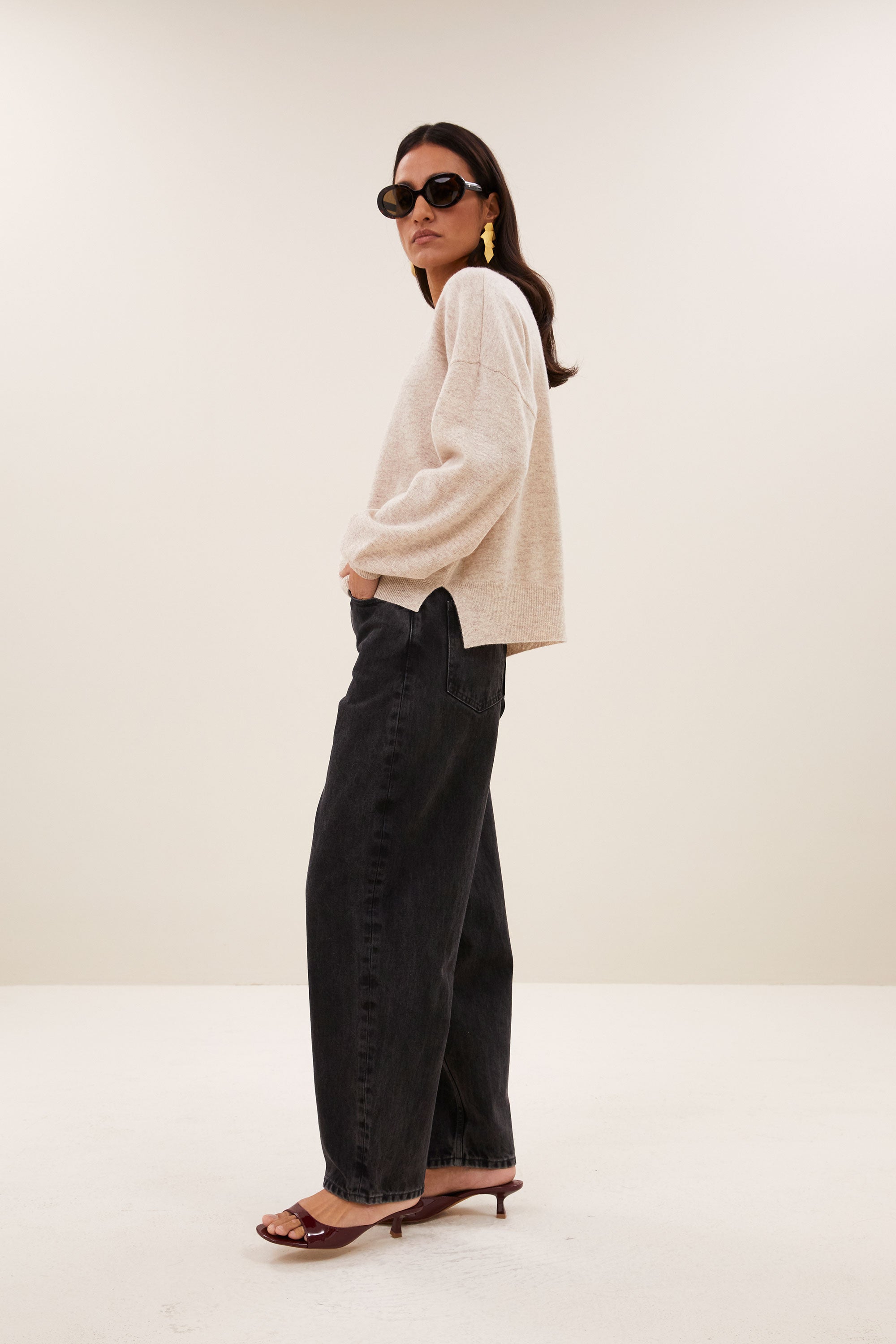 By Bar sammie round neck pullover 826 oyster melee