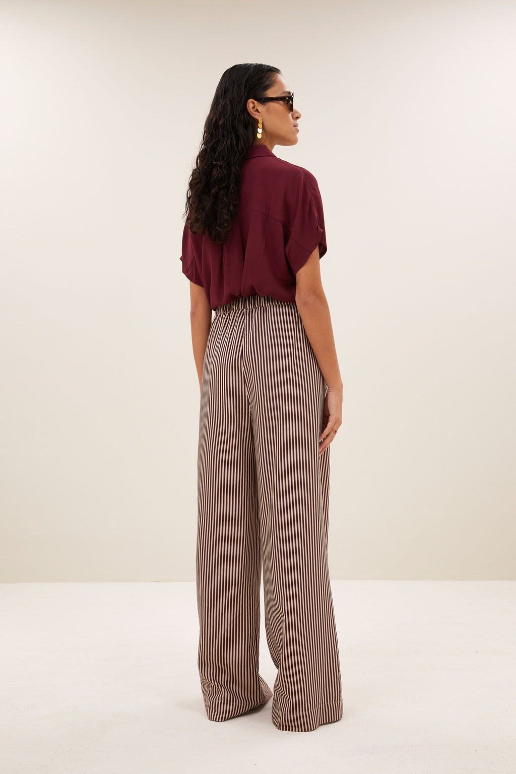By Bar celin stripe pants | burgundy stripe