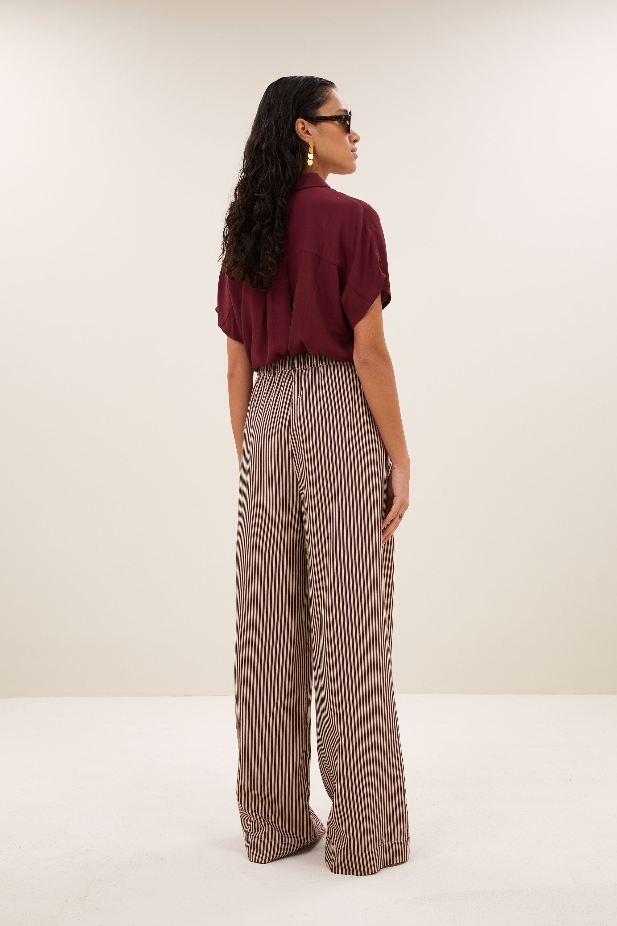 By Bar celin stripe pants | burgundy stripe