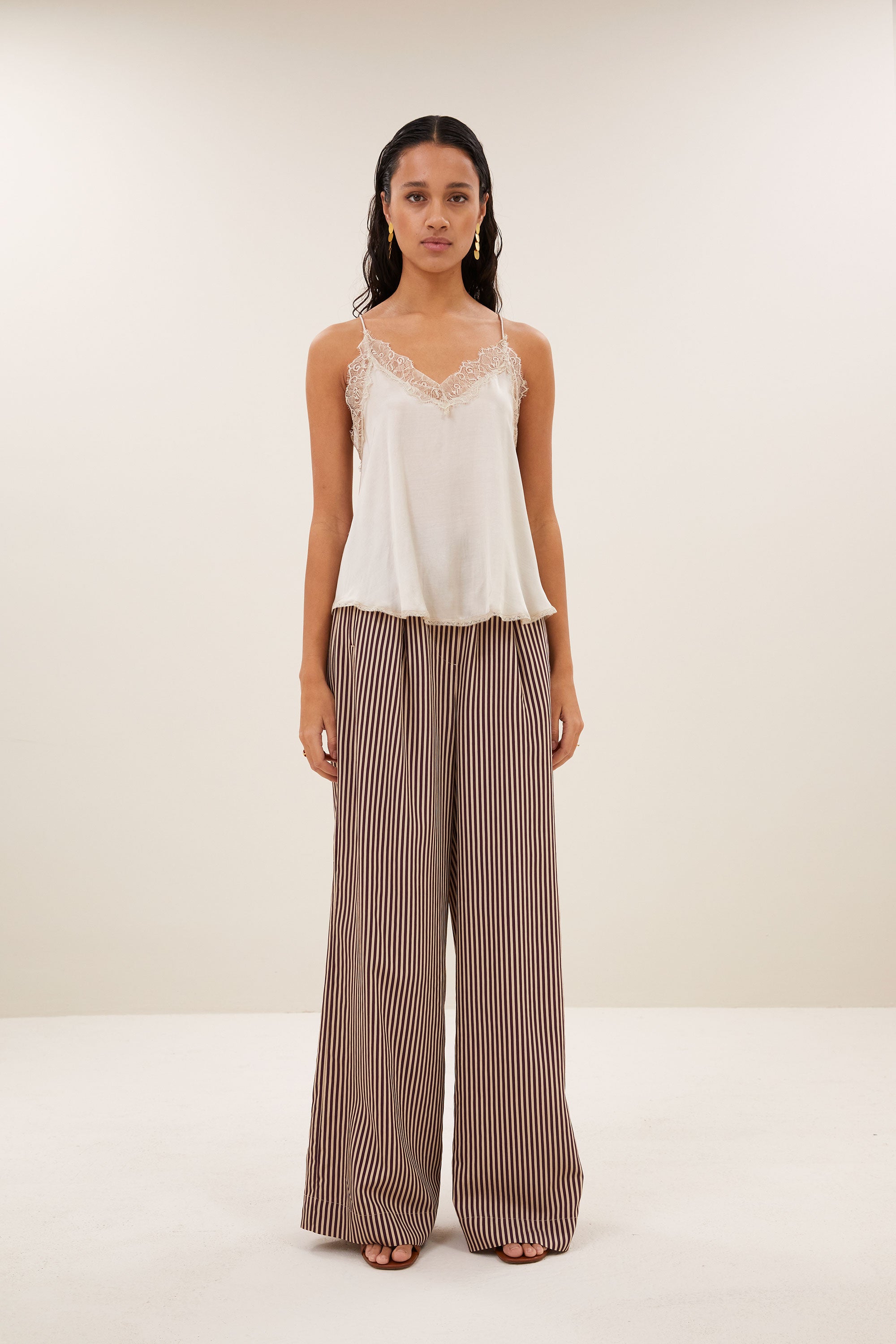 By Bar celin stripe pants | burgundy stripe