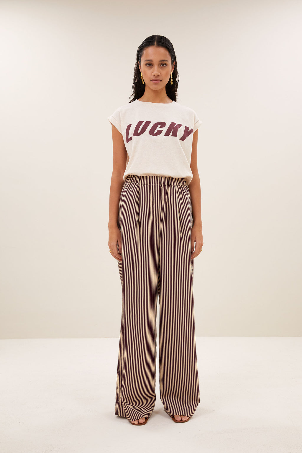 By Bar celin stripe pants | burgundy stripe