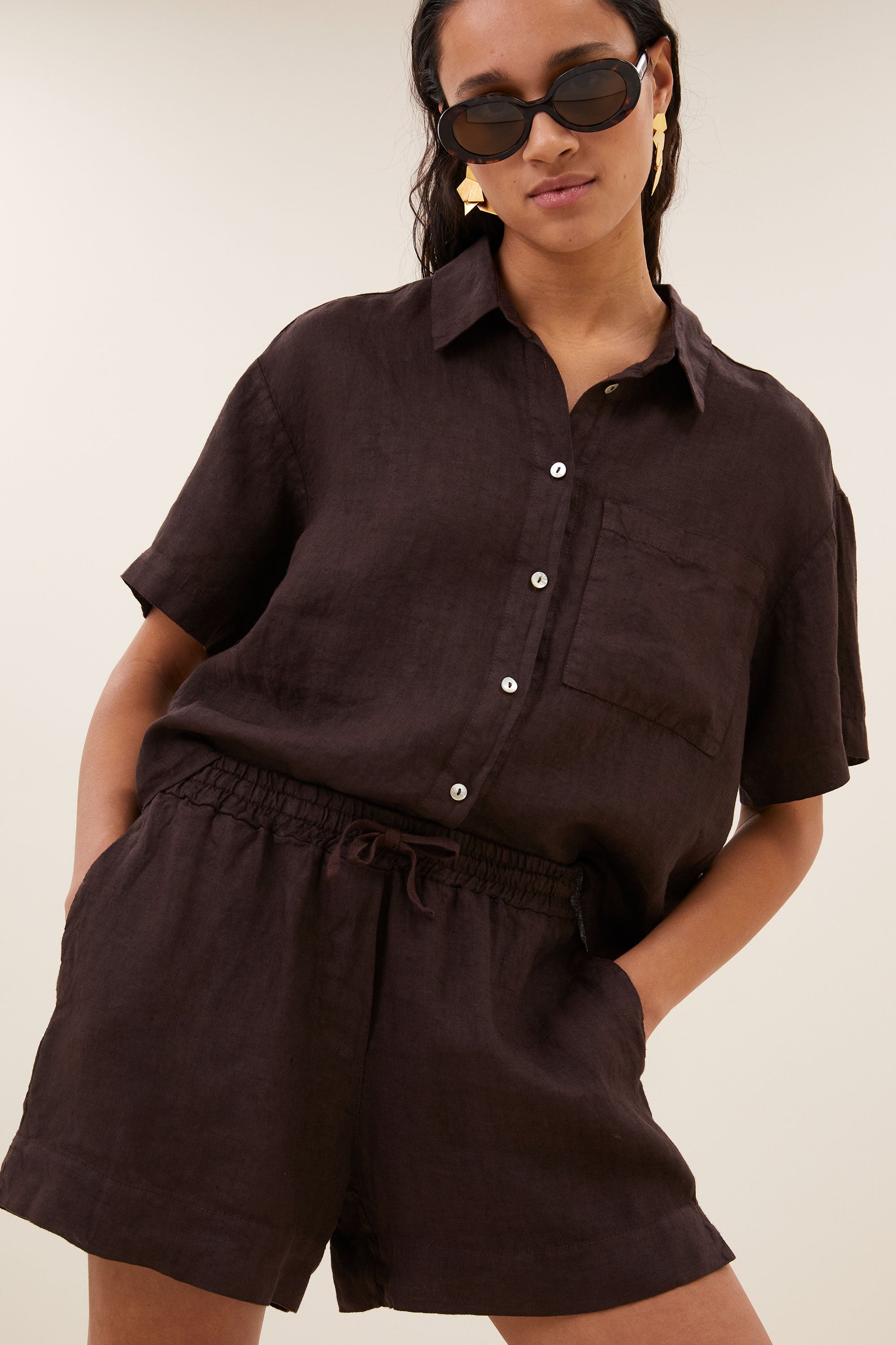 By Bar lio linen shorts | espresso