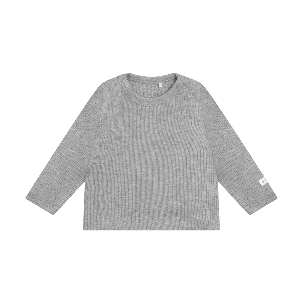 Fixoni T-shirt LS Melange Rib 1658 Flint Gray Melange
