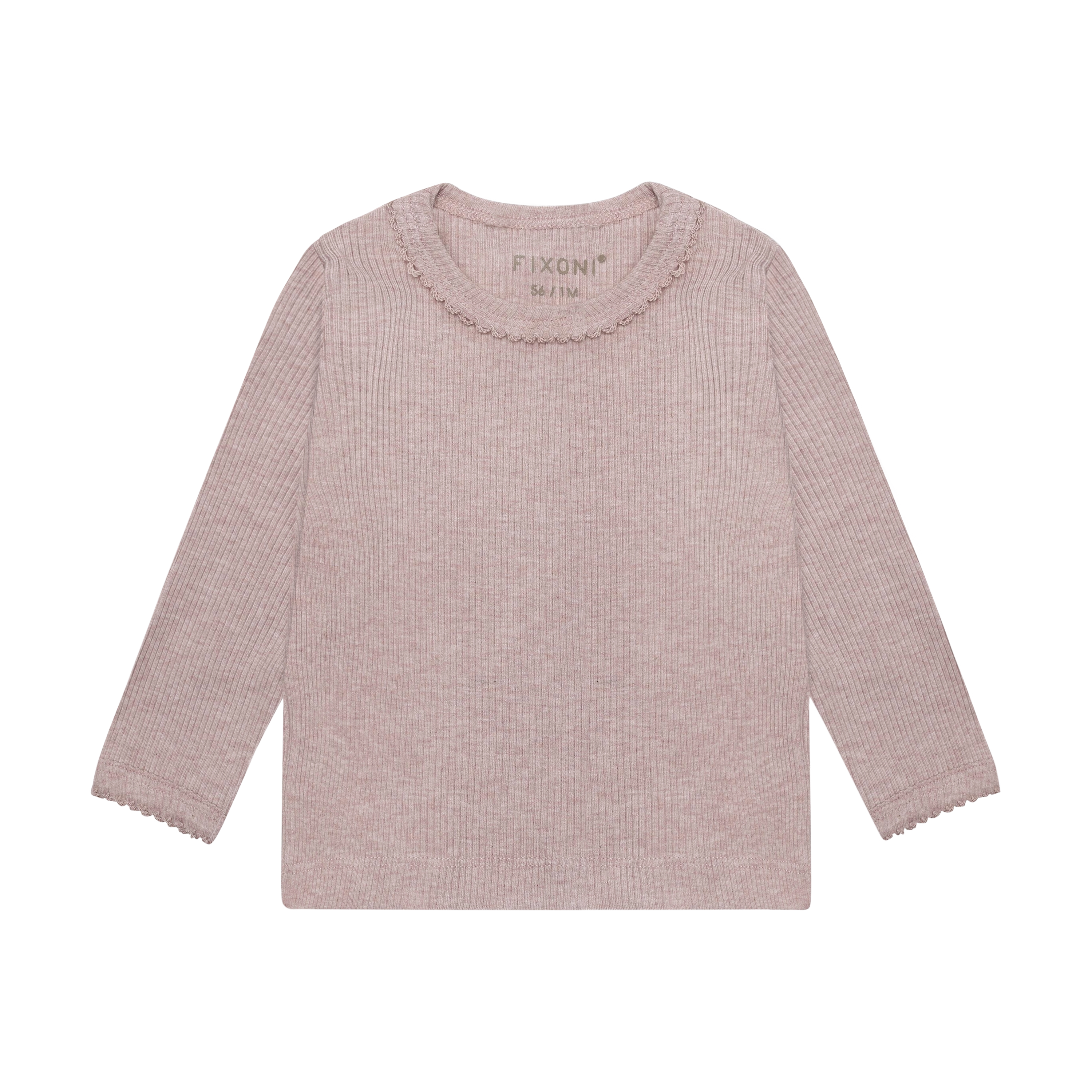 Fixoni T-shirt LS Melange Rib 5016 Pale Mauve Melange