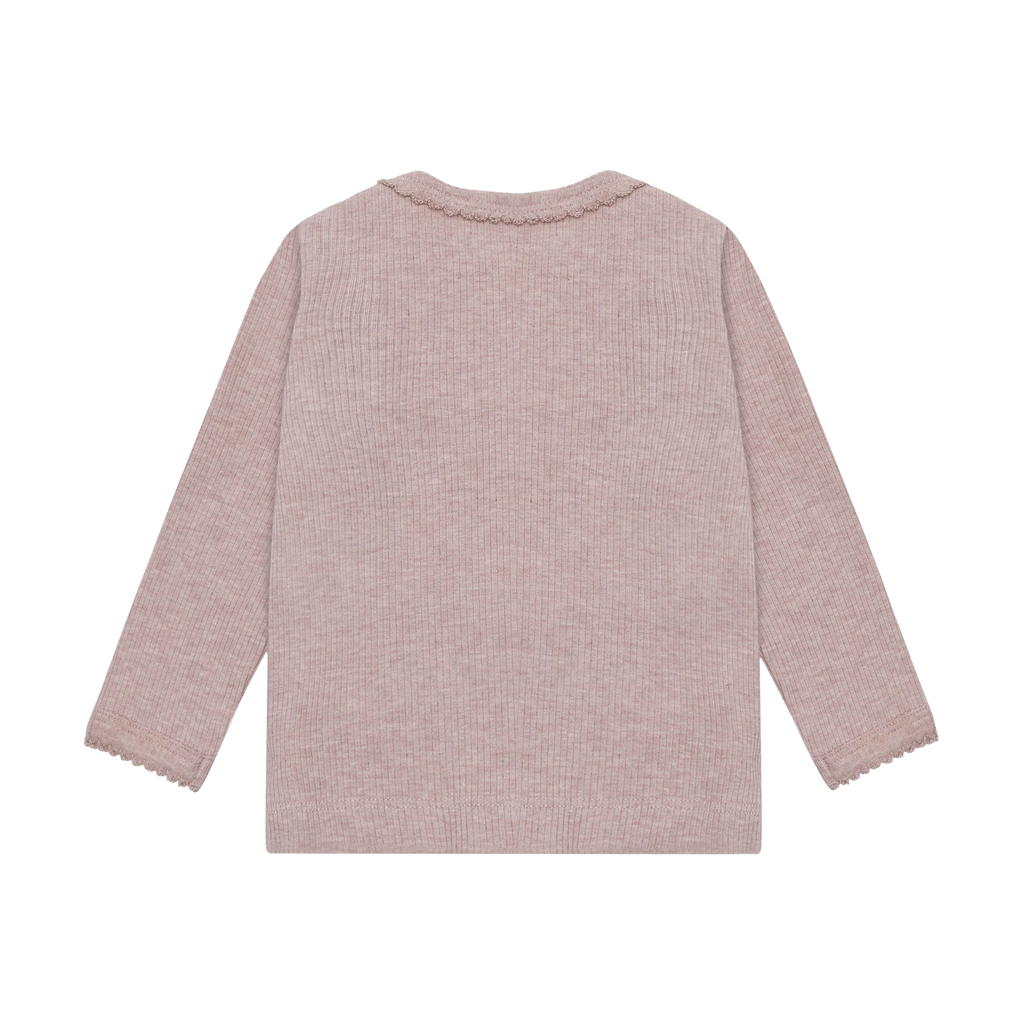 Fixoni T-shirt LS Melange Rib 5016 Pale Mauve Melange