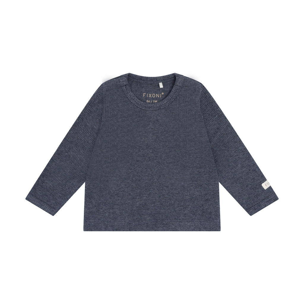 Fixoni T-shirt LS Melange Rib 7929 Vintage Indigo Melange